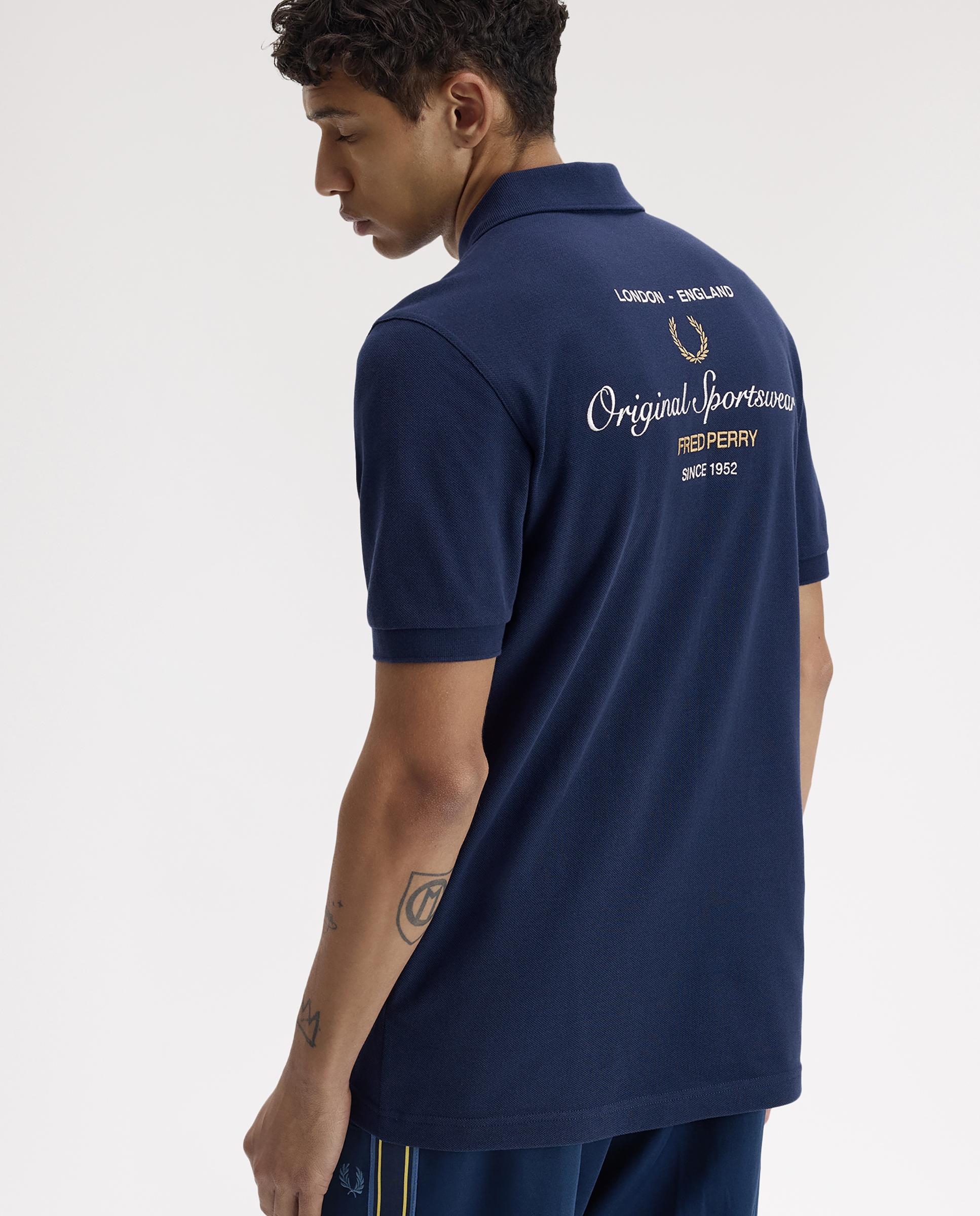 Polo de hombre de manga corta con diseño bordado - Fred Perry - Azul oscuro Azul oscuro-4