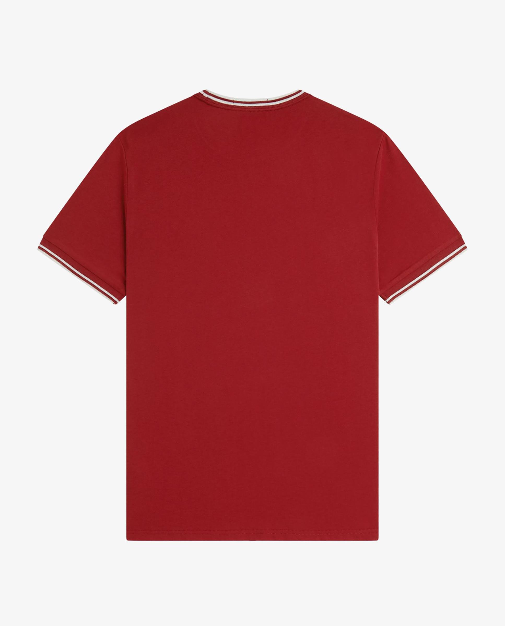 Imagen 5 de Camiseta de manga corta de hombre con ribete con dos franjas - Fred Perry - Rojo Rojo