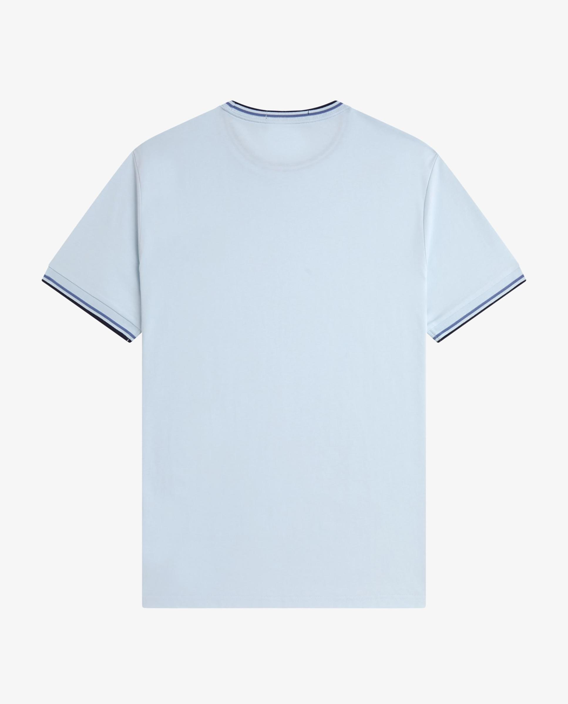 Imagen 5 de Camiseta de manga corta de hombre con ribete con dos franjas - Fred Perry - Celeste Celeste