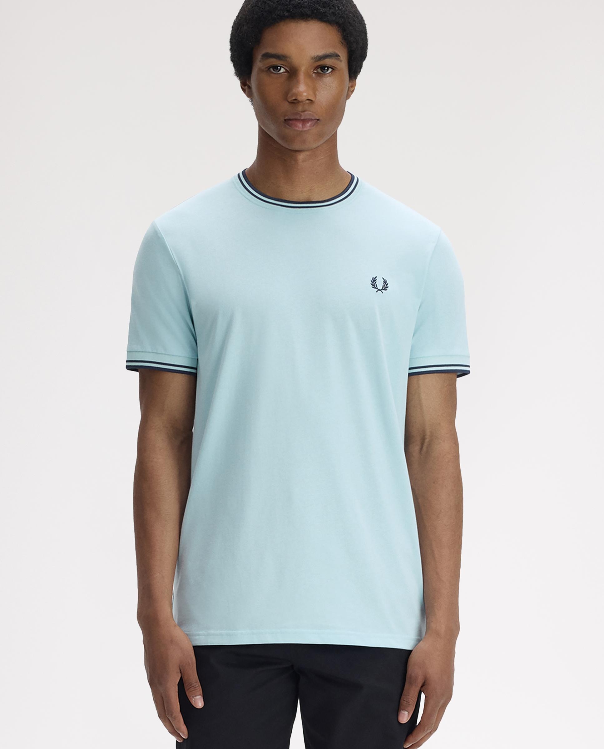 Imagen 1 de Camiseta de manga corta de hombre con ribete con dos franjas - Fred Perry - Cielo Cielo