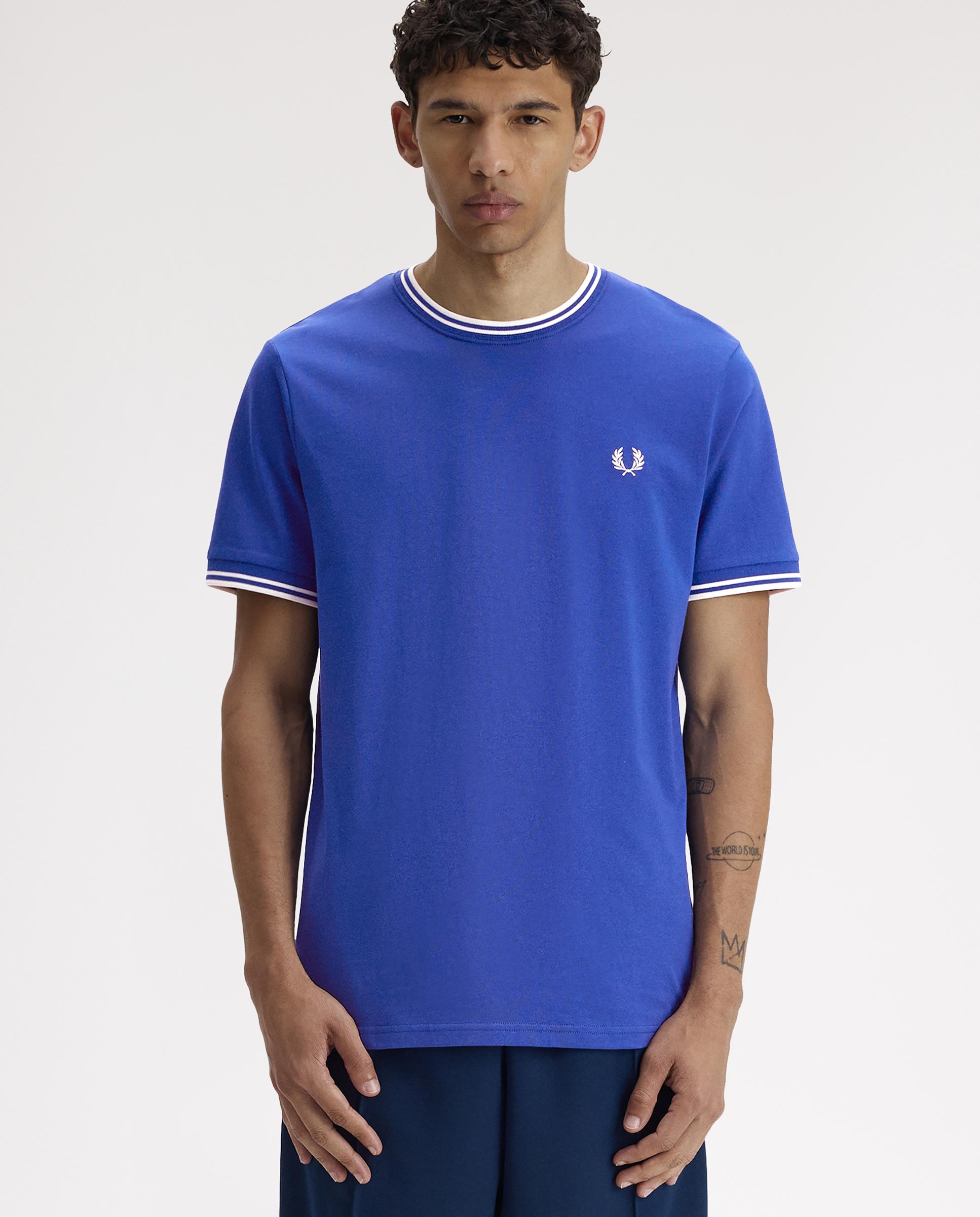 Imagen 1 de Camiseta de manga corta de hombre con ribete con dos franjas - Fred Perry - Azul royal Azul royal