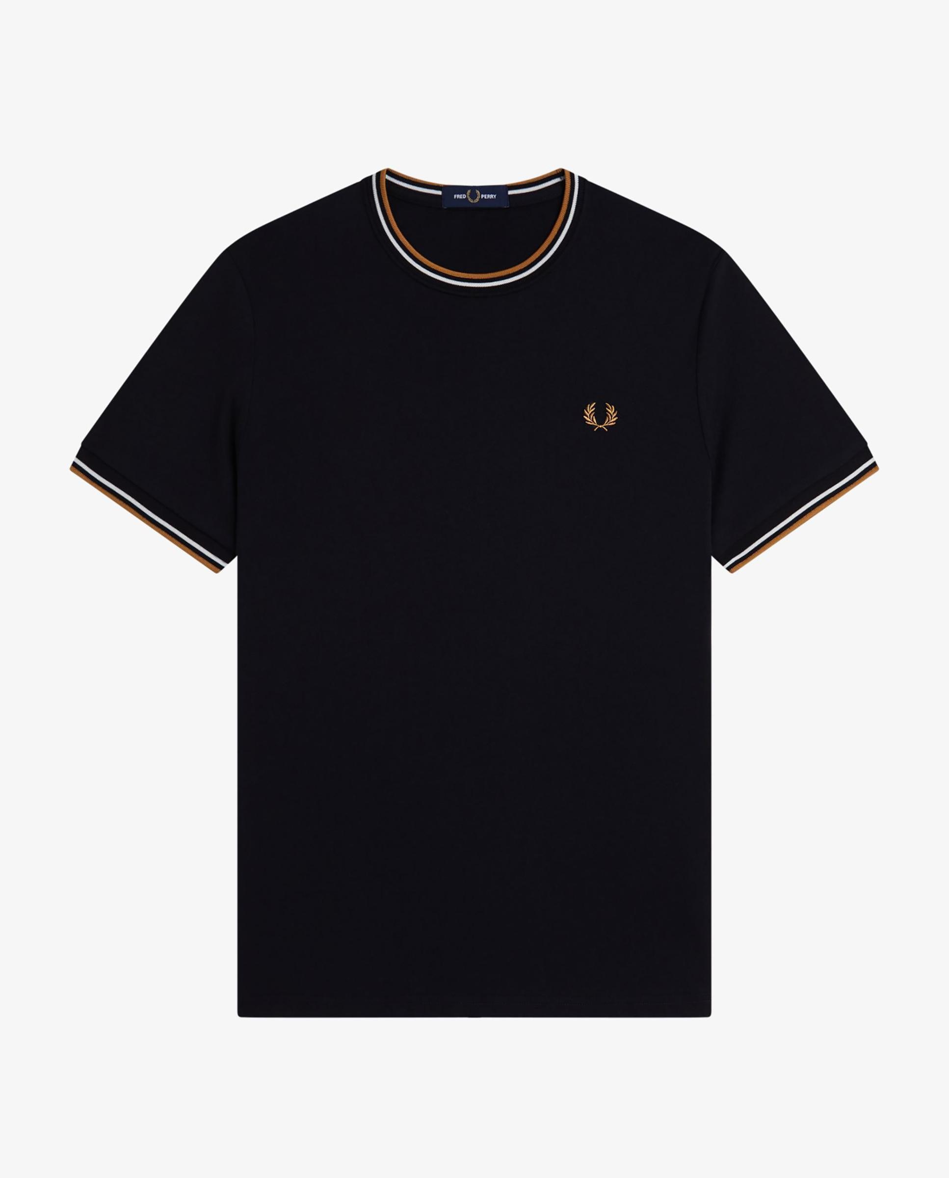 Imagen 5 de Camiseta de manga corta de hombre con ribete con dos franjas - Fred Perry - Negro Negro