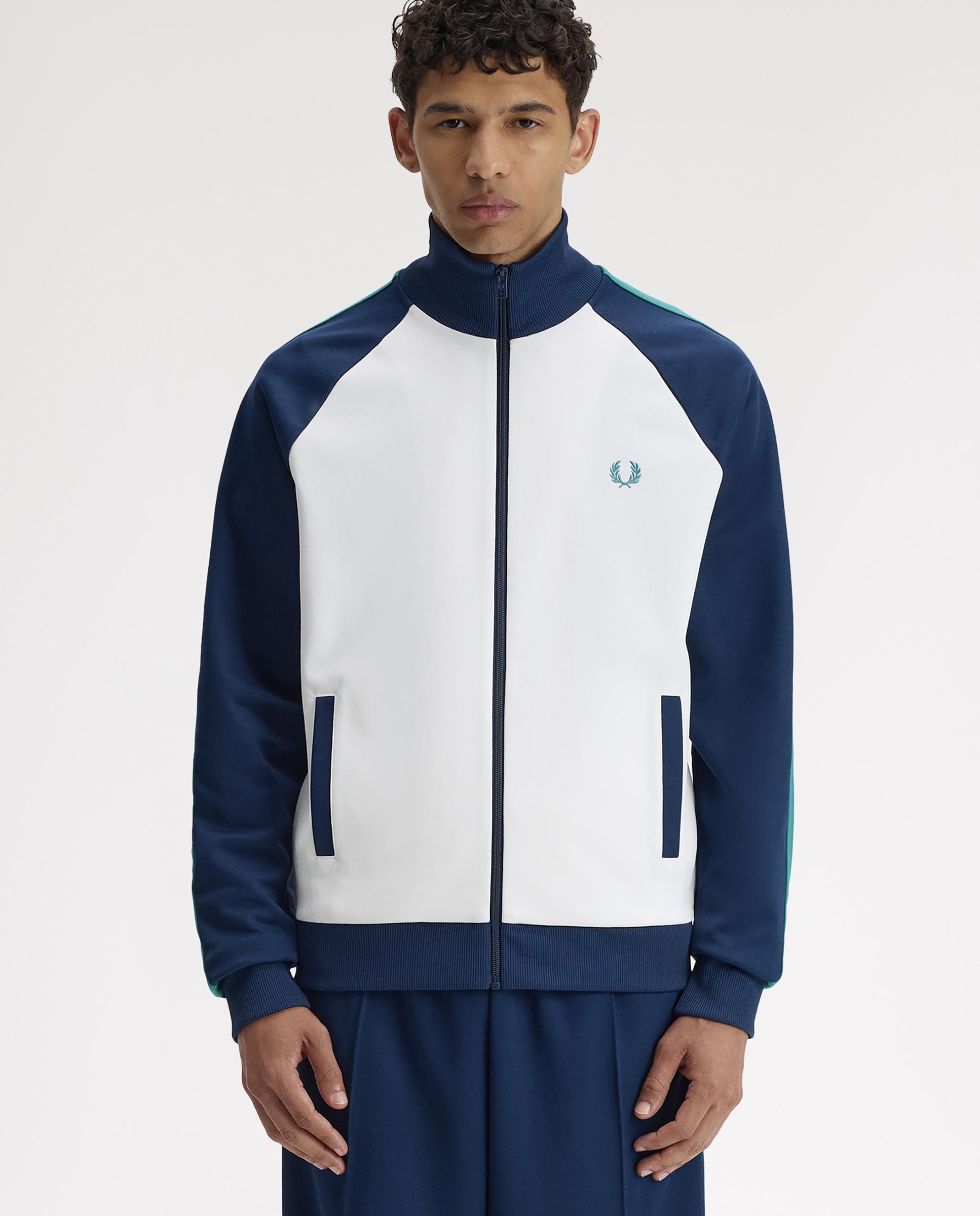 Fred Perry - Sudadera de hombre con cremallera y mangas a contraste.