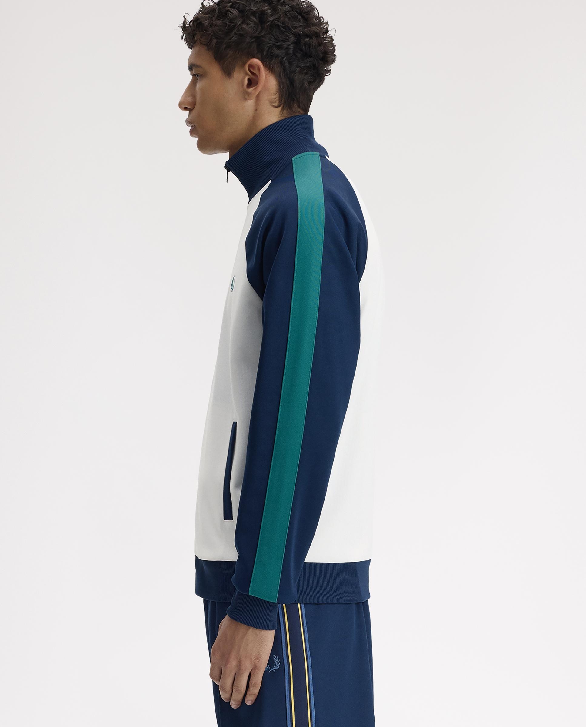 Sudadera de hombre con cremallera y mangas a contraste - Fred Perry - Azul / Blanco Azul / Blanco-2