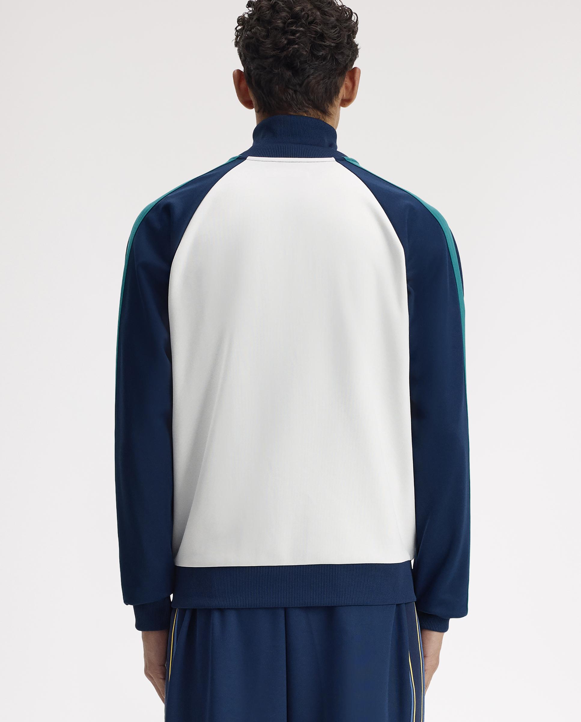 Sudadera de hombre con cremallera y mangas a contraste - Fred Perry - Azul / Blanco Azul / Blanco-3