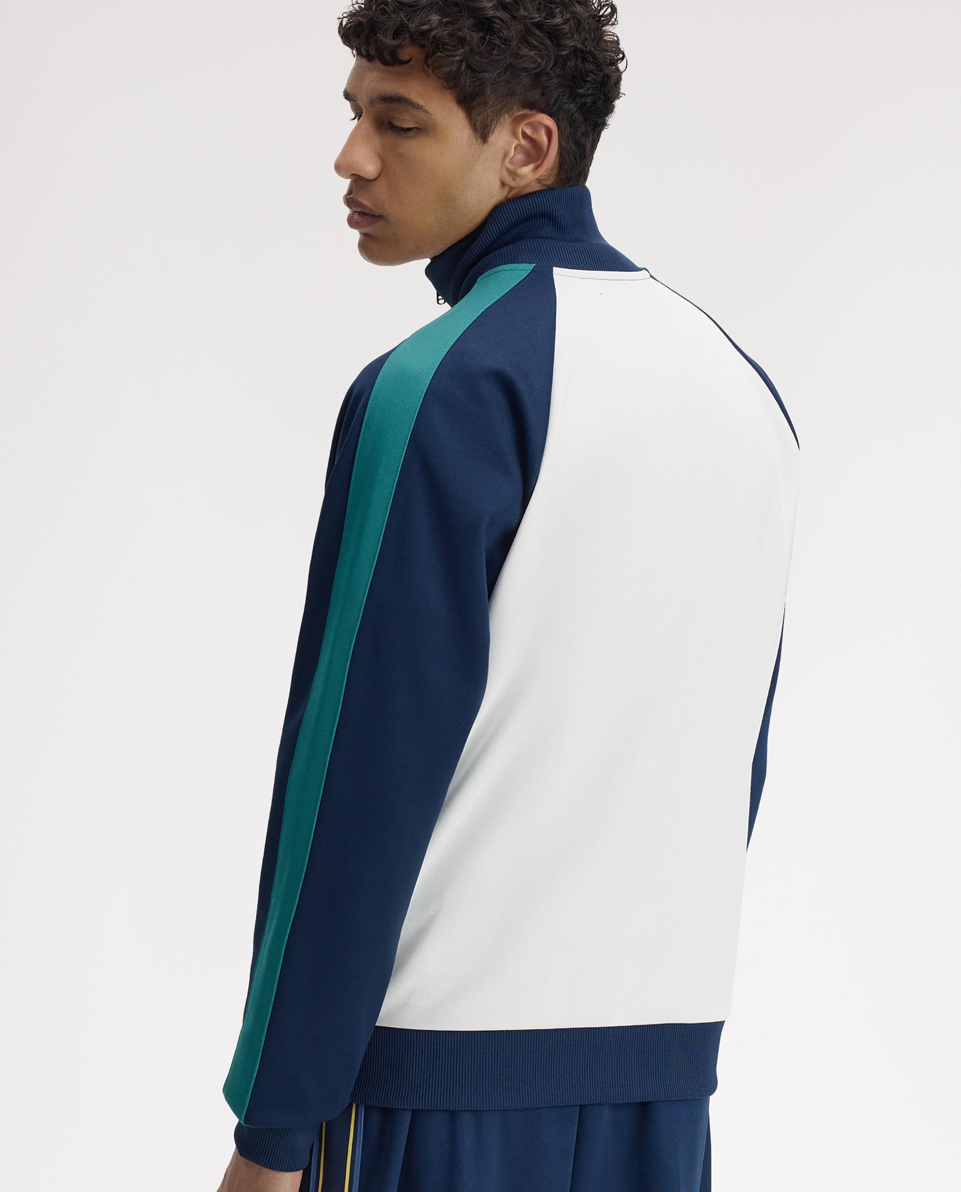 Sudadera de hombre con cremallera y mangas a contraste - Fred Perry - Azul / Blanco Azul / Blanco-7