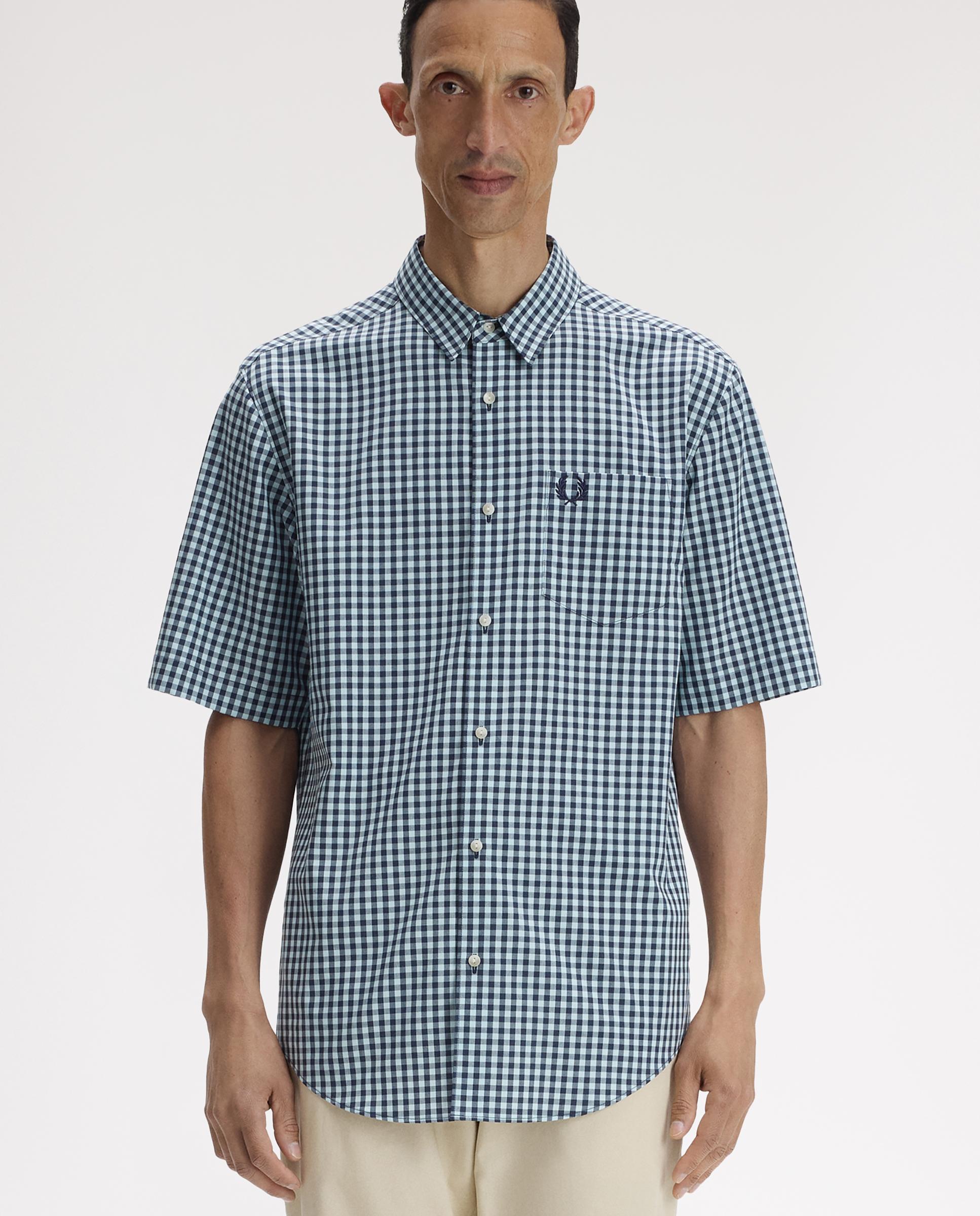 Imagen 1 de Camisa Oxford de hombre de manga corta a cuadritos - Fred Perry - Azul Azul