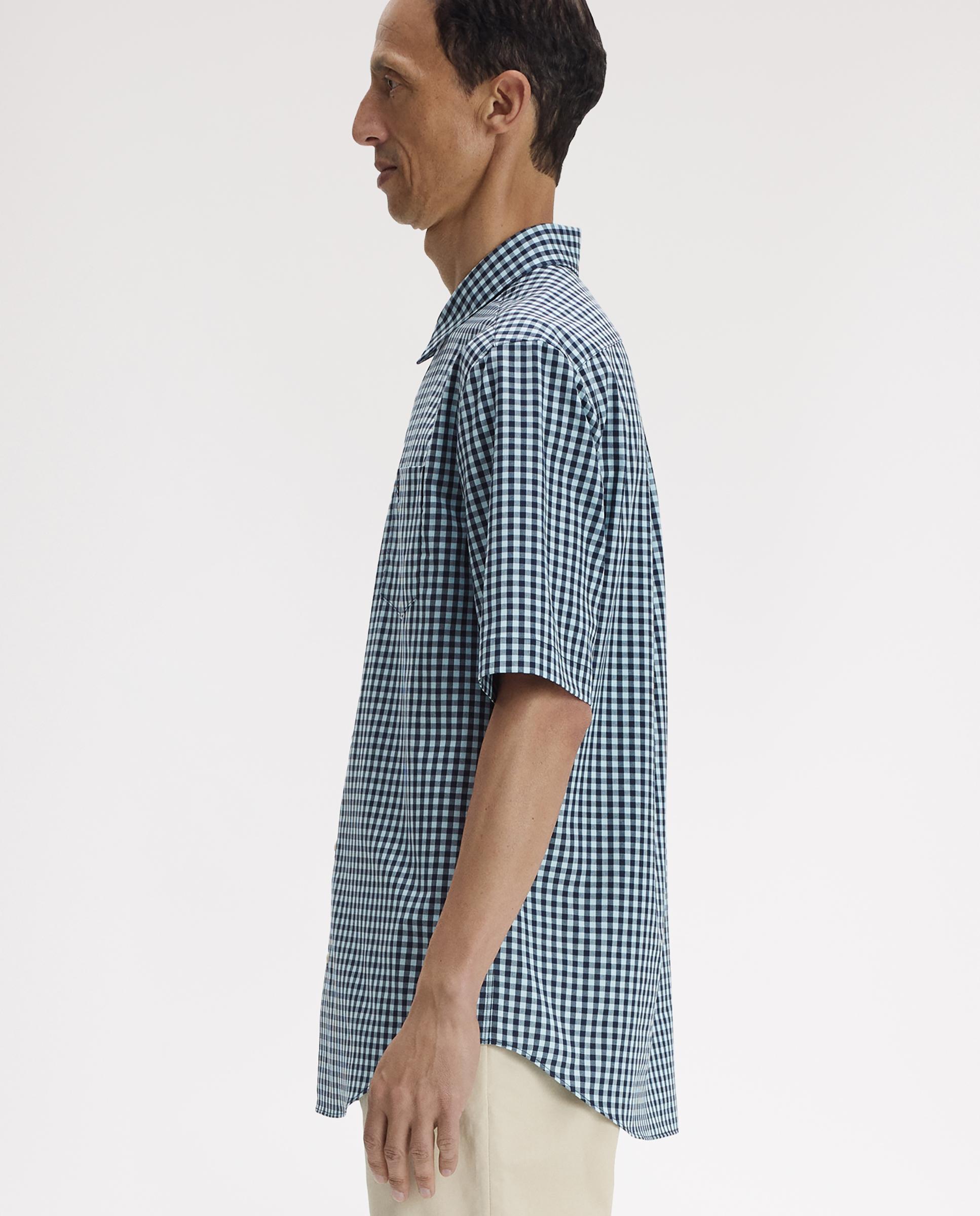 Imagen 2 de Camisa Oxford de hombre de manga corta a cuadritos - Fred Perry - Azul Azul