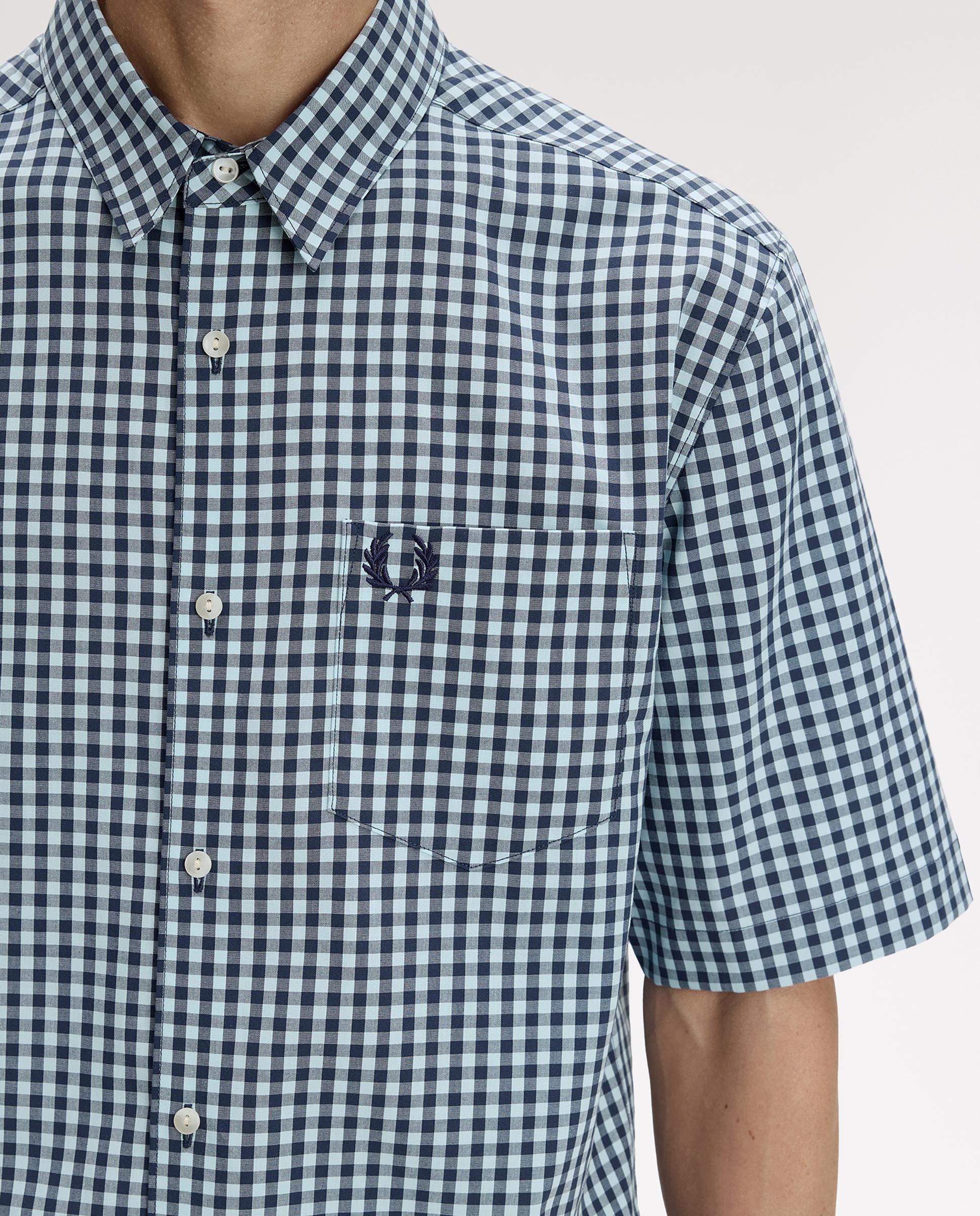 Imagen 6 de Camisa Oxford de hombre de manga corta a cuadritos - Fred Perry - Azul Azul