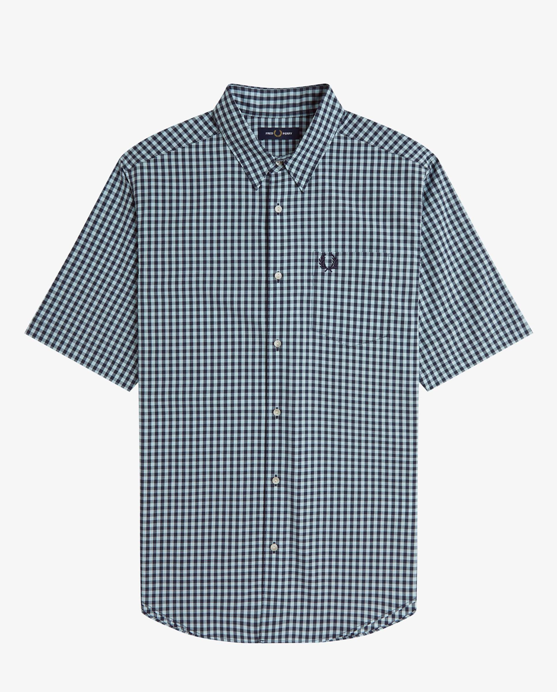 Imagen 7 de Camisa Oxford de hombre de manga corta a cuadritos - Fred Perry - Azul Azul