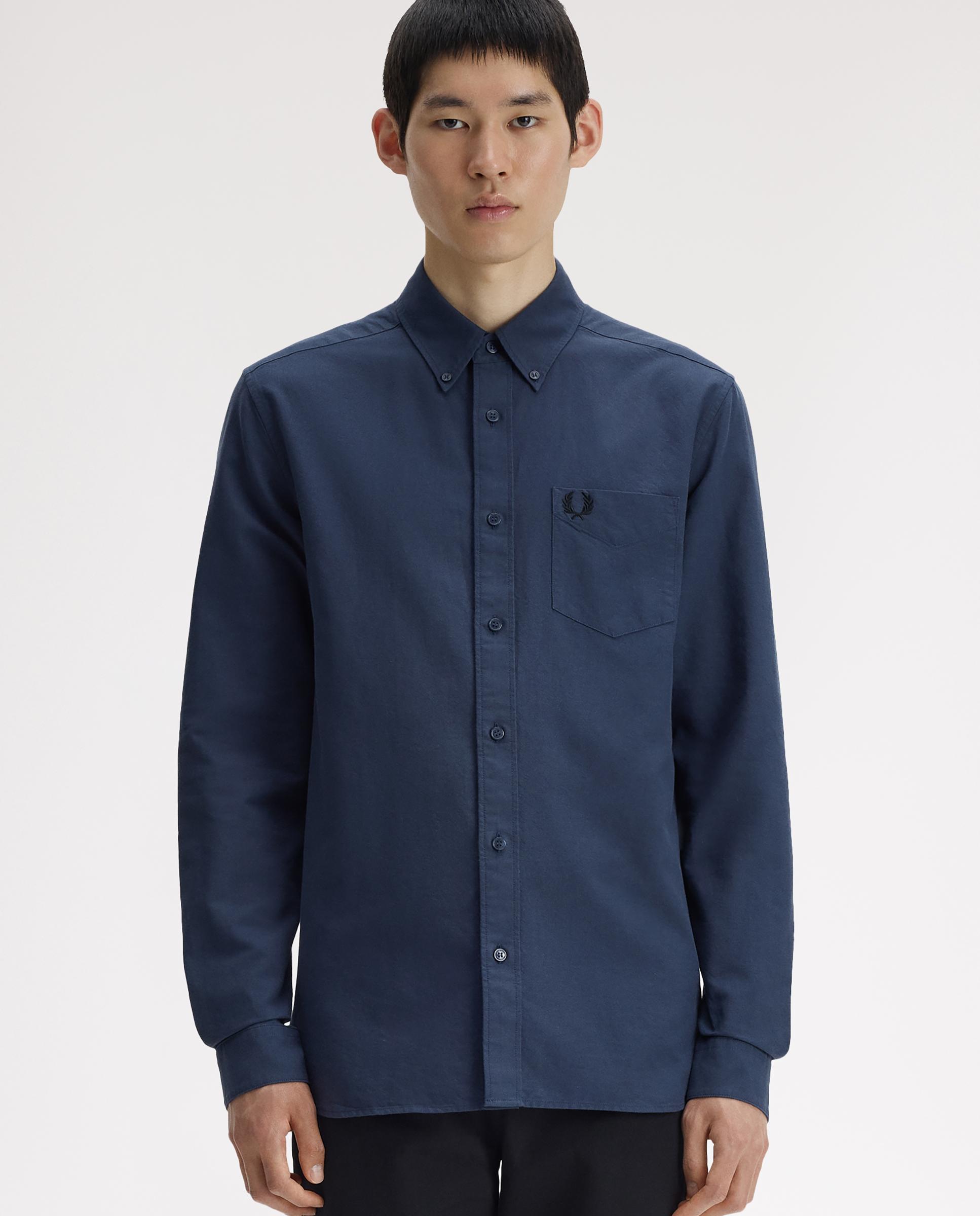 Imagen 1 de Camisa Oxford de hombre de manga larga con bolsillo - Fred Perry - Azul oscuro Azul oscuro