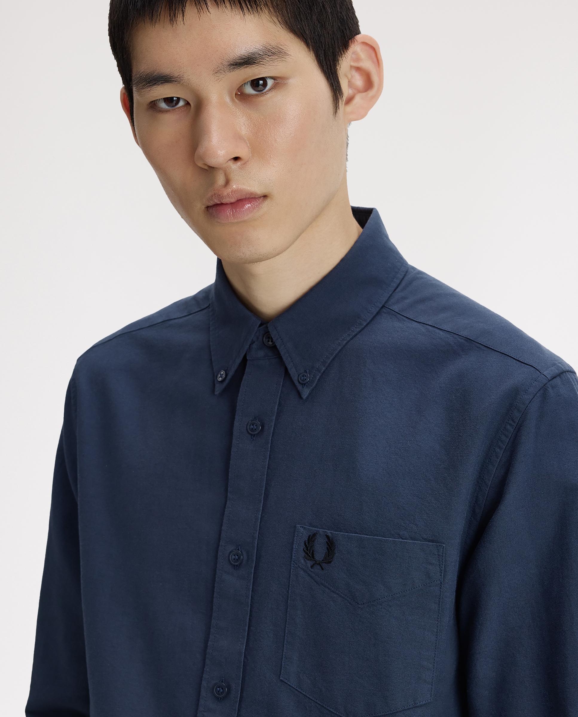 Imagen 4 de Camisa Oxford de hombre de manga larga con bolsillo - Fred Perry - Azul oscuro Azul oscuro