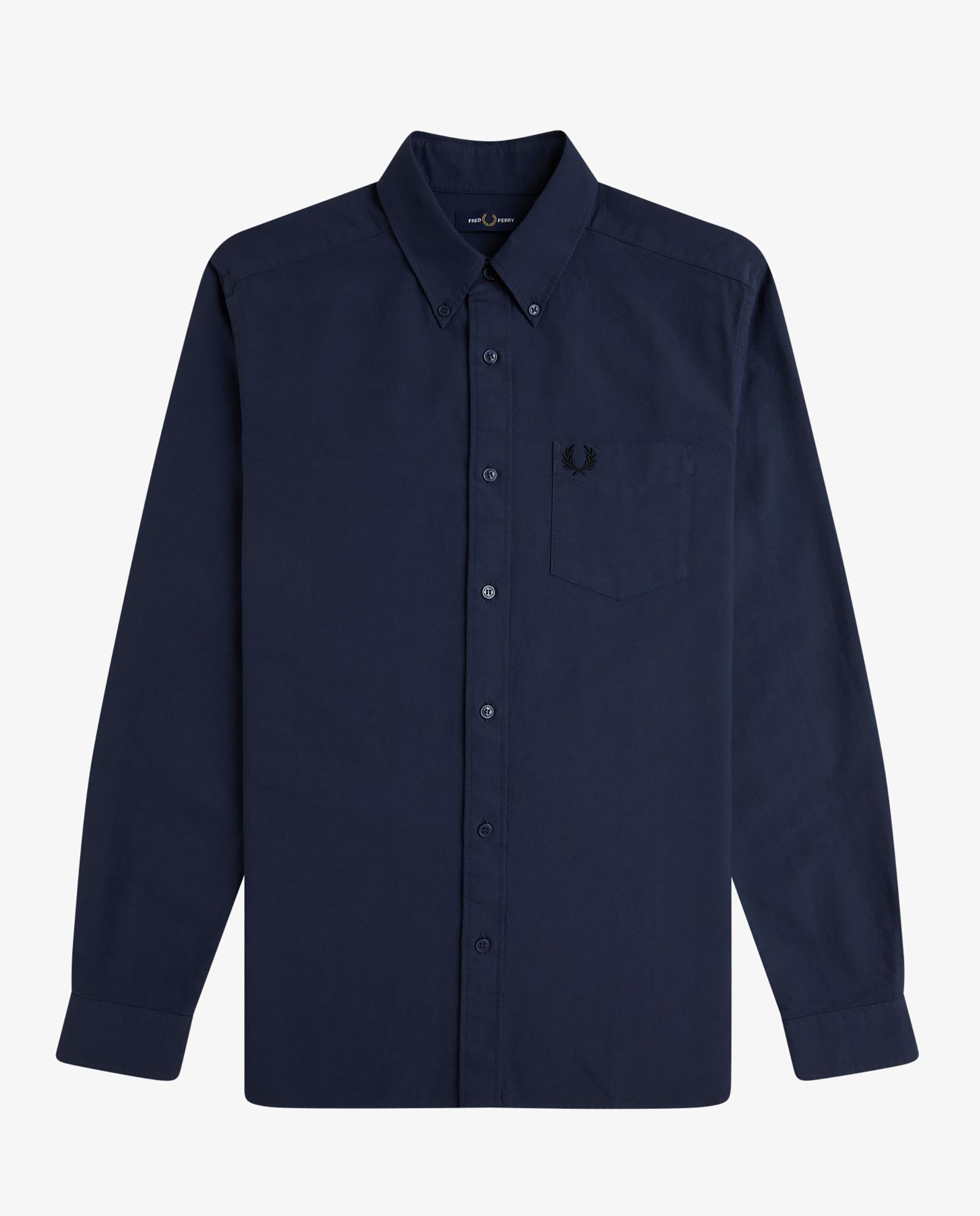 Imagen 7 de Camisa Oxford de hombre de manga larga con bolsillo - Fred Perry - Azul oscuro Azul oscuro