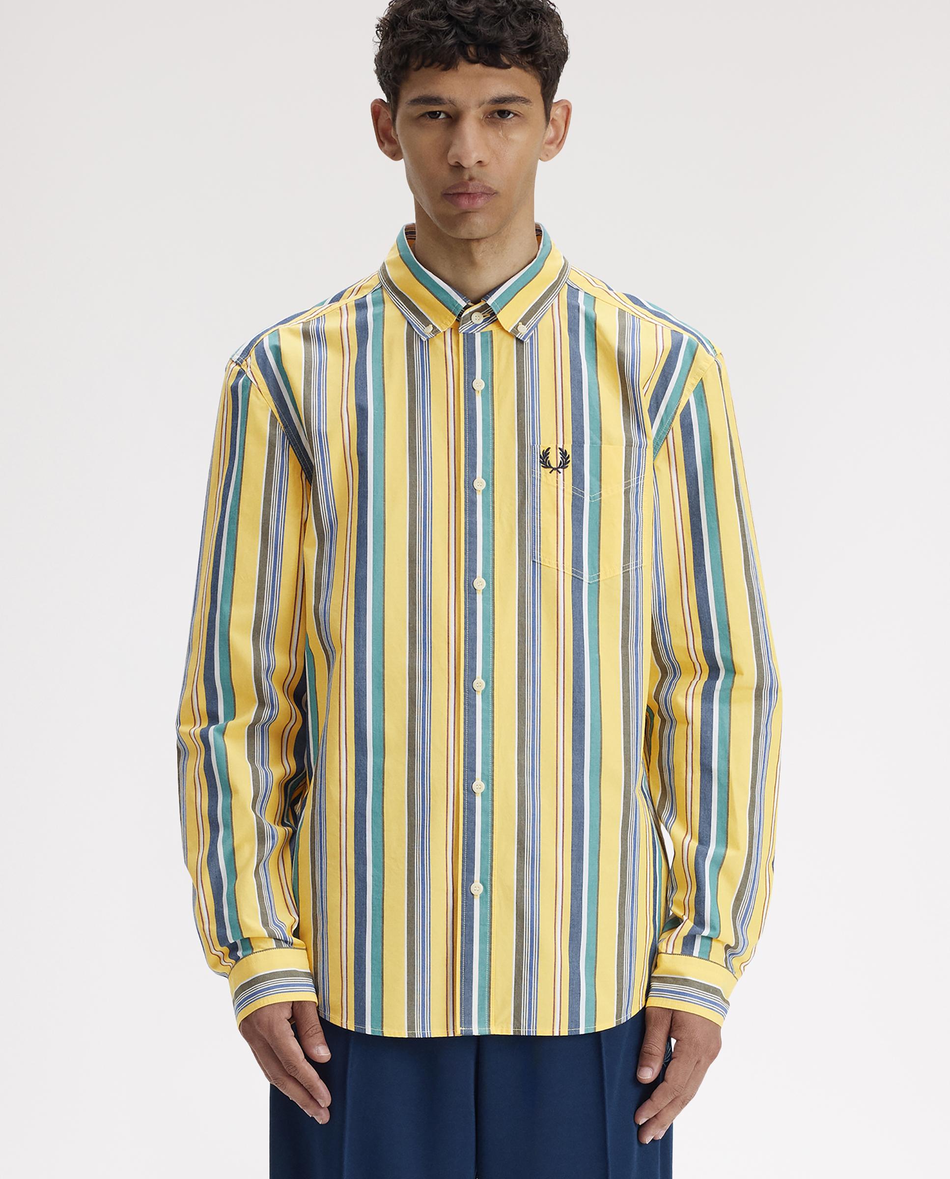 Imagen 1 de Camisa Oxford de hombre a rayas de corte relajado - Fred Perry - Amarillo Amarillo