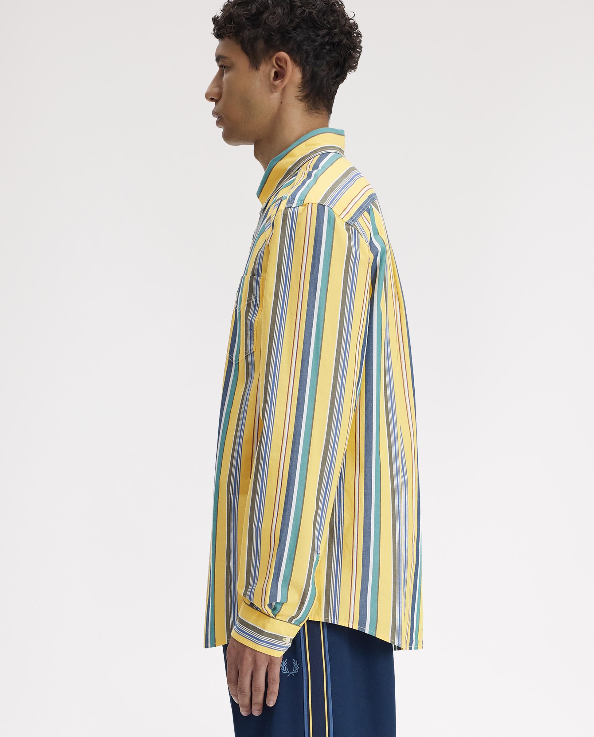 Imagen 2 de Camisa Oxford de hombre a rayas de corte relajado - Fred Perry - Amarillo Amarillo