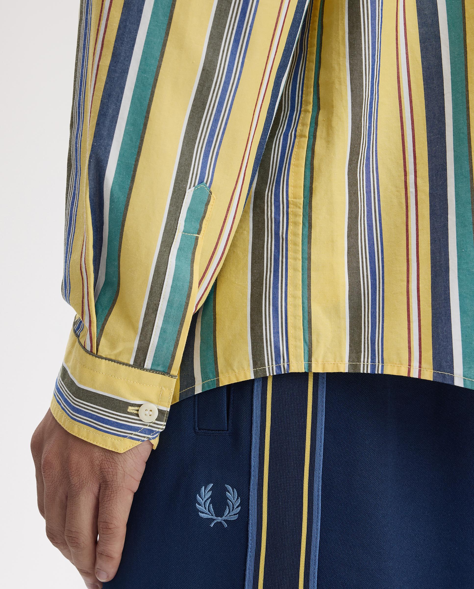 Imagen 4 de Camisa Oxford de hombre a rayas de corte relajado - Fred Perry - Amarillo Amarillo