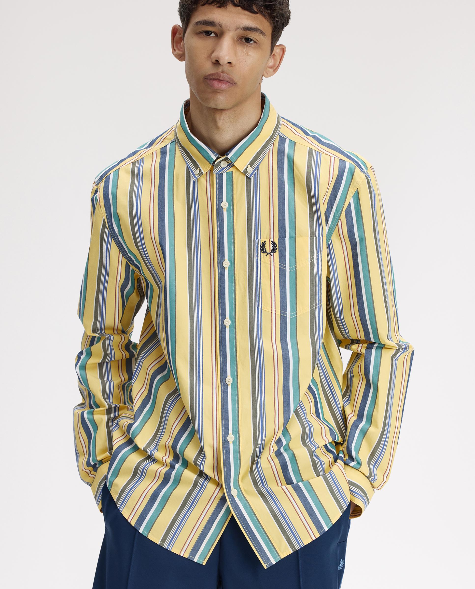 Imagen 5 de Camisa Oxford de hombre a rayas de corte relajado - Fred Perry - Amarillo Amarillo