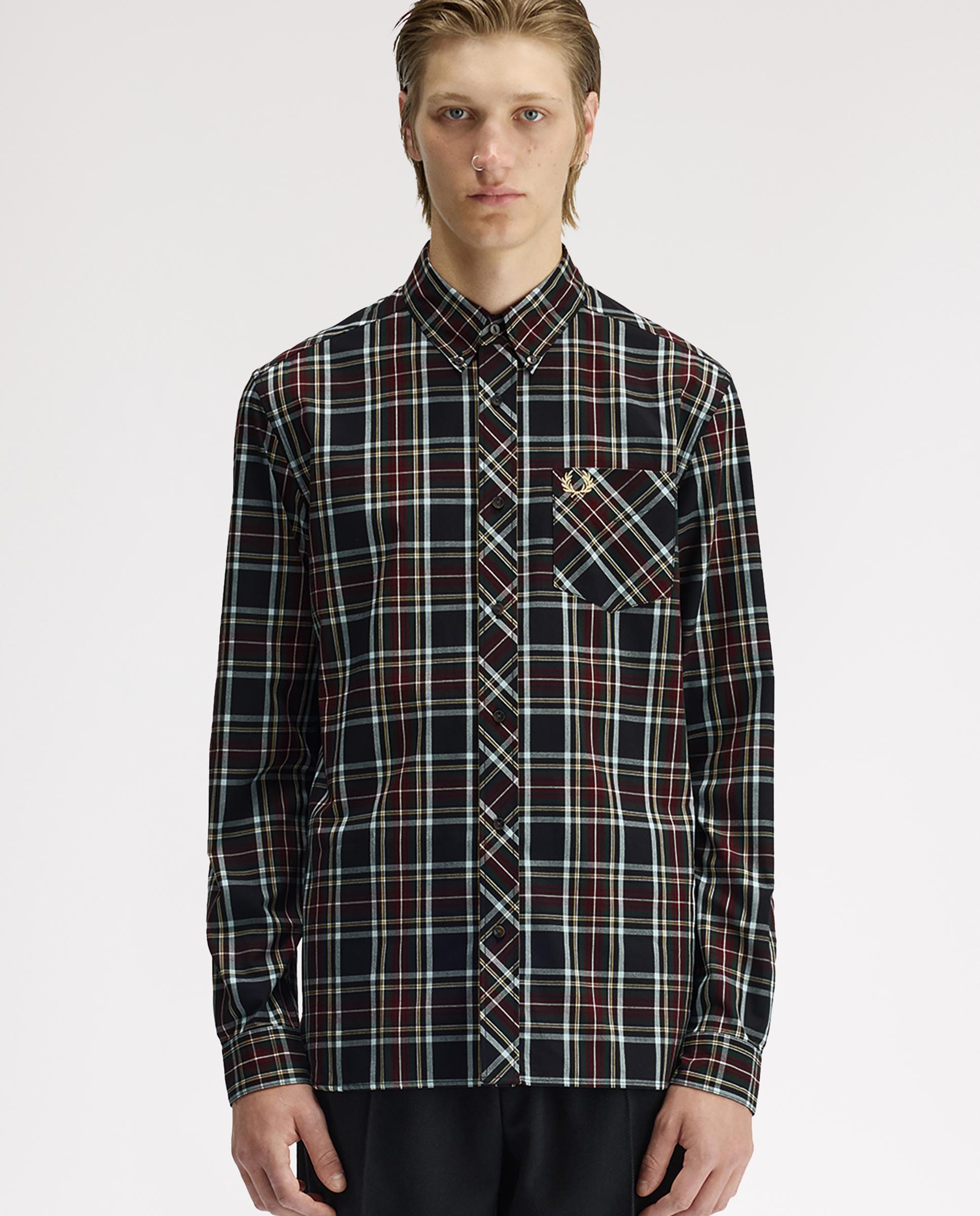 Imagen 1 de Camisa Oxford de hombre clásica de cuadros escoceses - Fred Perry - Negro Negro