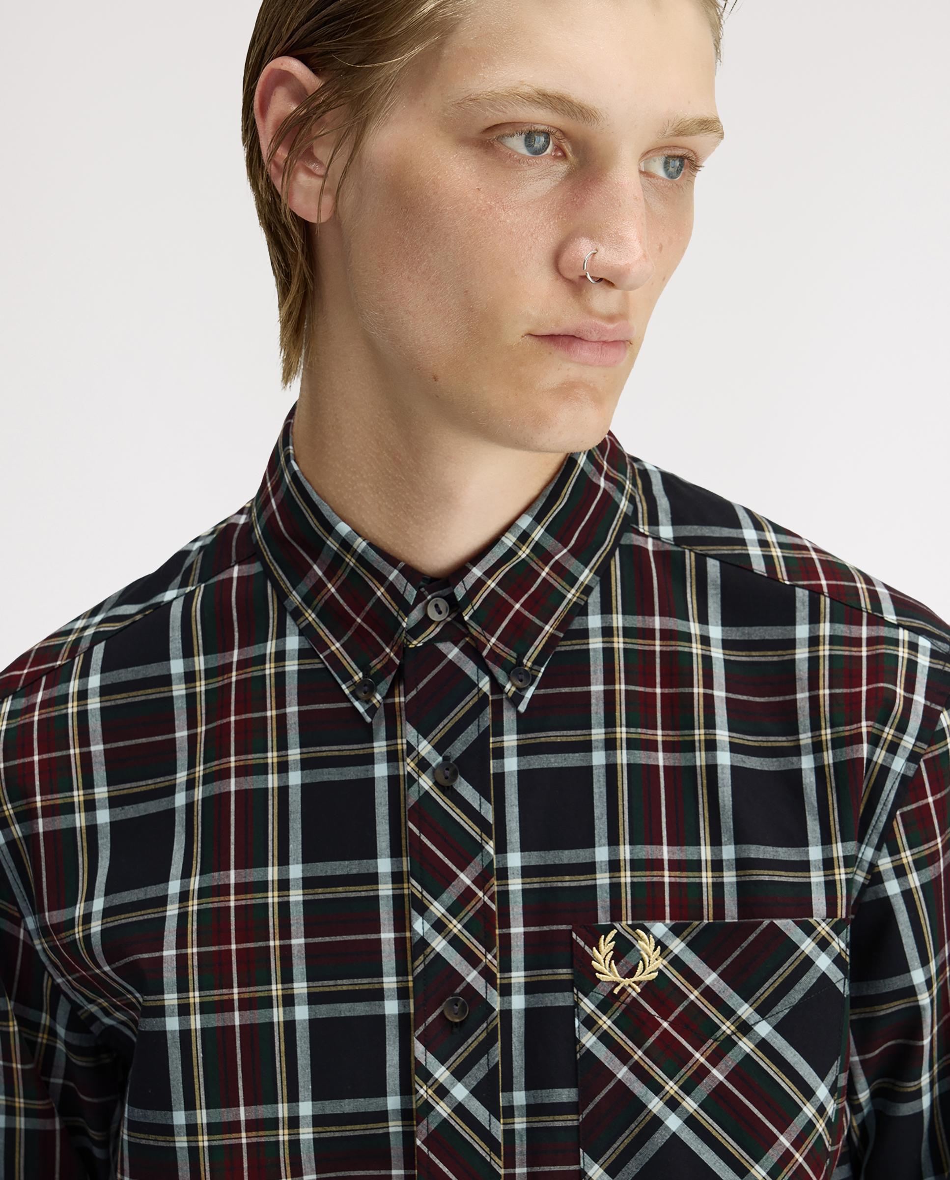 Imagen 6 de Camisa Oxford de hombre clásica de cuadros escoceses - Fred Perry - Negro Negro
