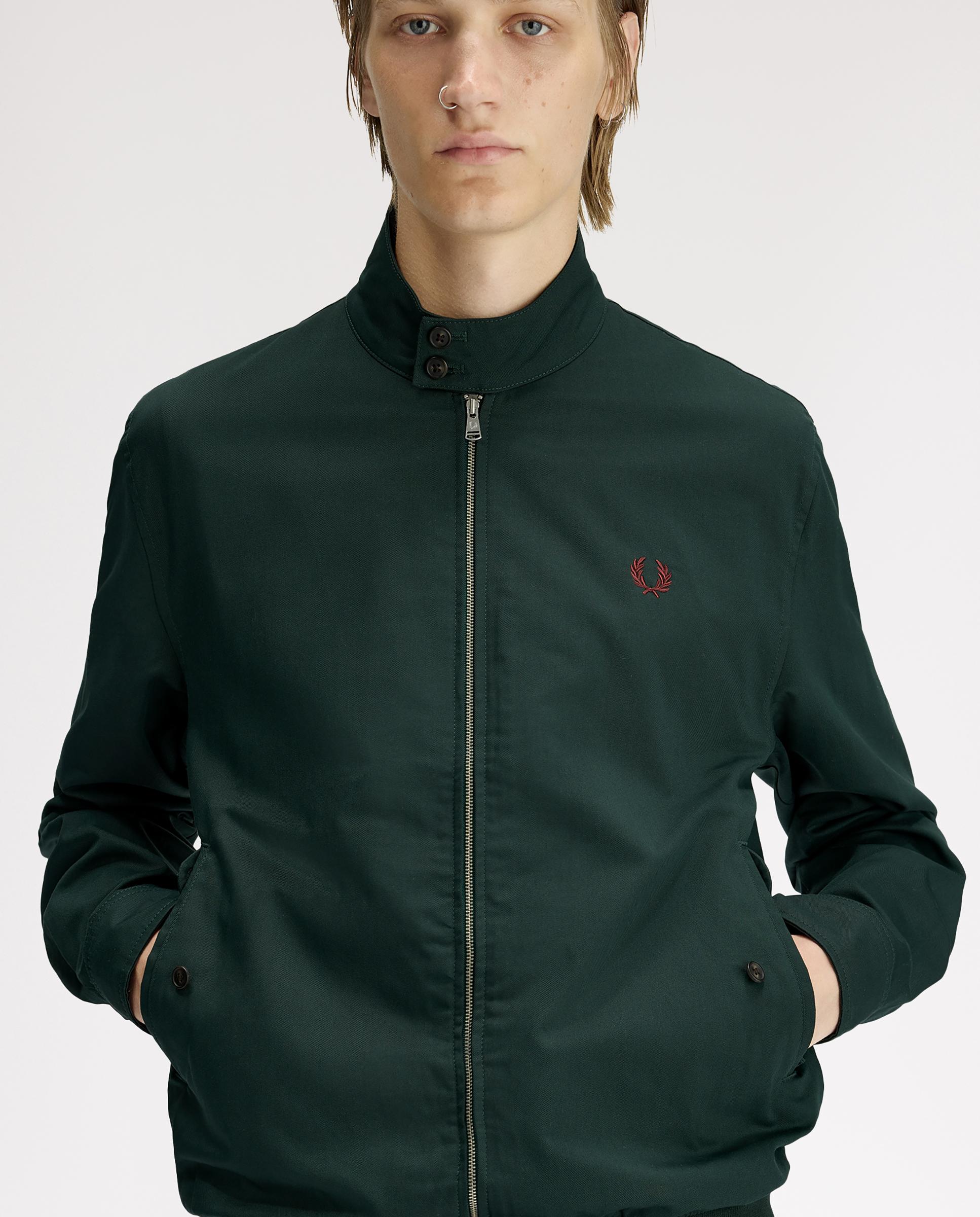 Cazadora de hombre "Harrington" con cremallera y bolsillos con botones - Fred Perry - Verde oscuro Verde oscuro-4