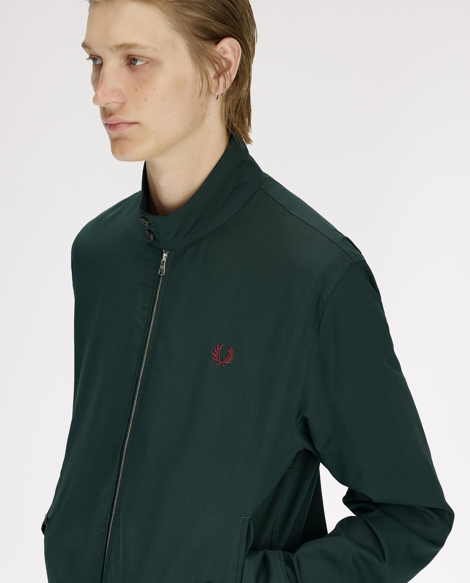 Cazadora de hombre "Harrington" con cremallera y bolsillos con botones - Fred Perry - Verde oscuro Verde oscuro-5