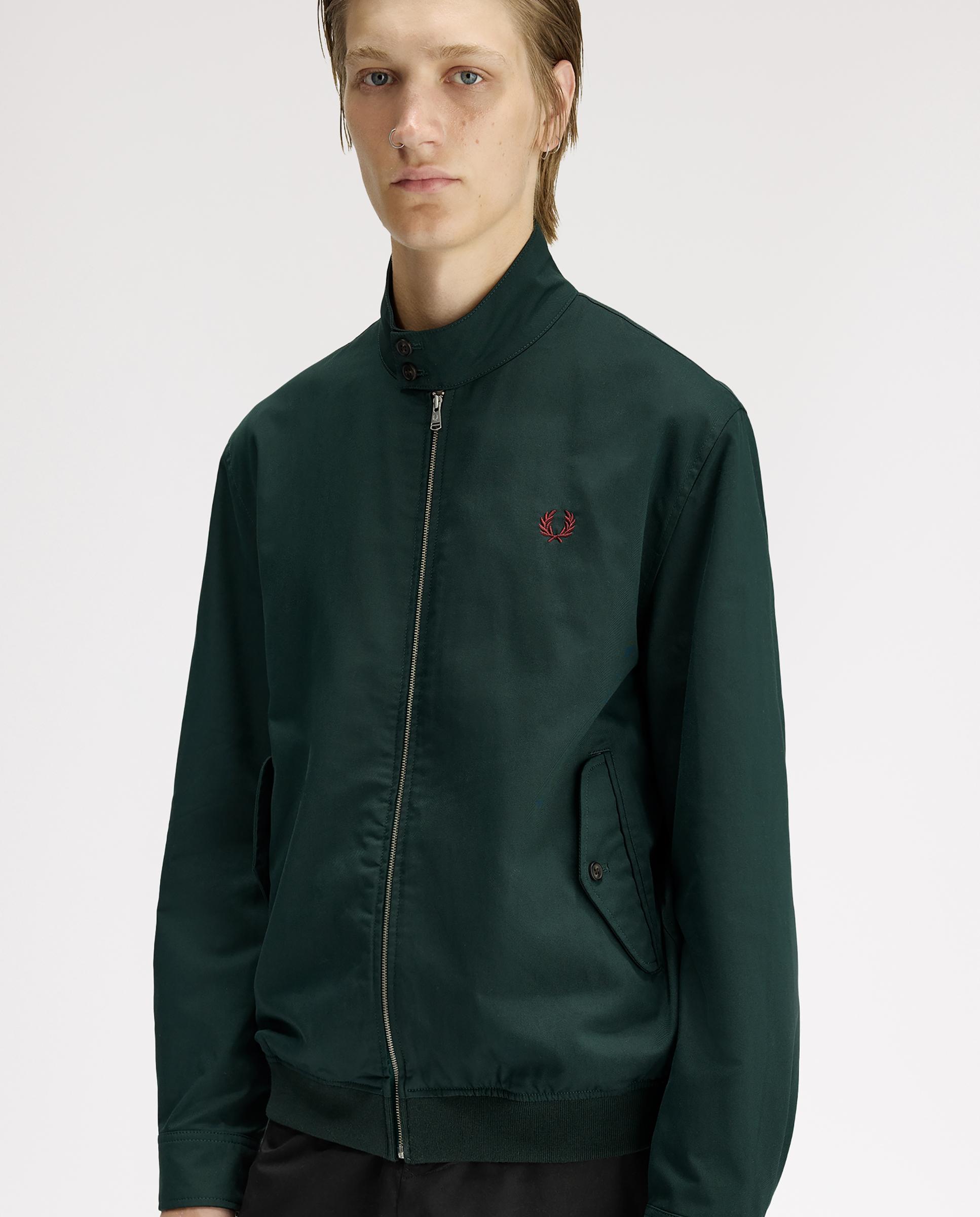 Cazadora de hombre "Harrington" con cremallera y bolsillos con botones - Fred Perry - Verde oscuro Verde oscuro-6