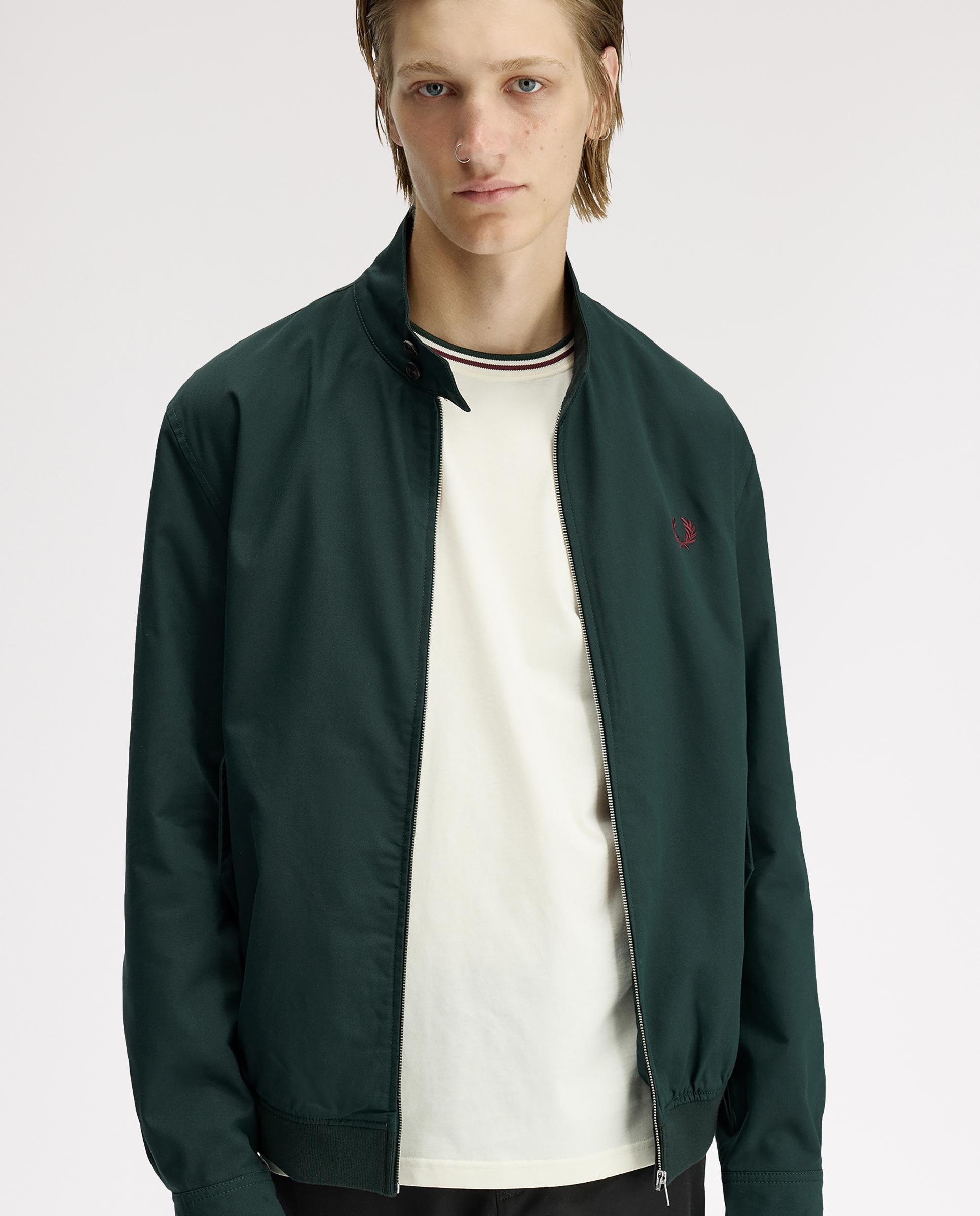 Cazadora de hombre "Harrington" con cremallera y bolsillos con botones - Fred Perry - Verde oscuro Verde oscuro-7