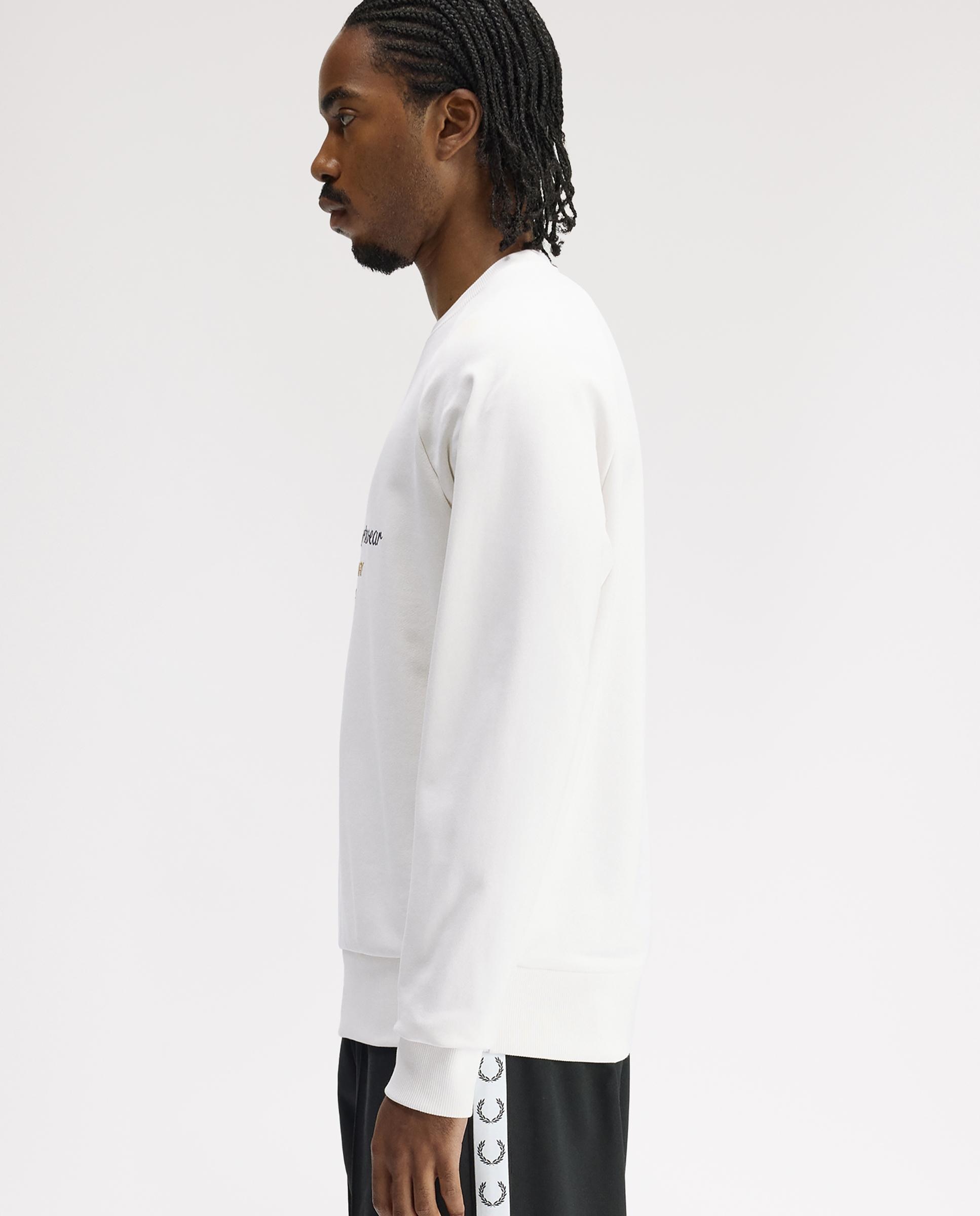 Sudadera de hombre de cuello redondo con diseño bordado - Fred Perry - Blanco Blanco-2