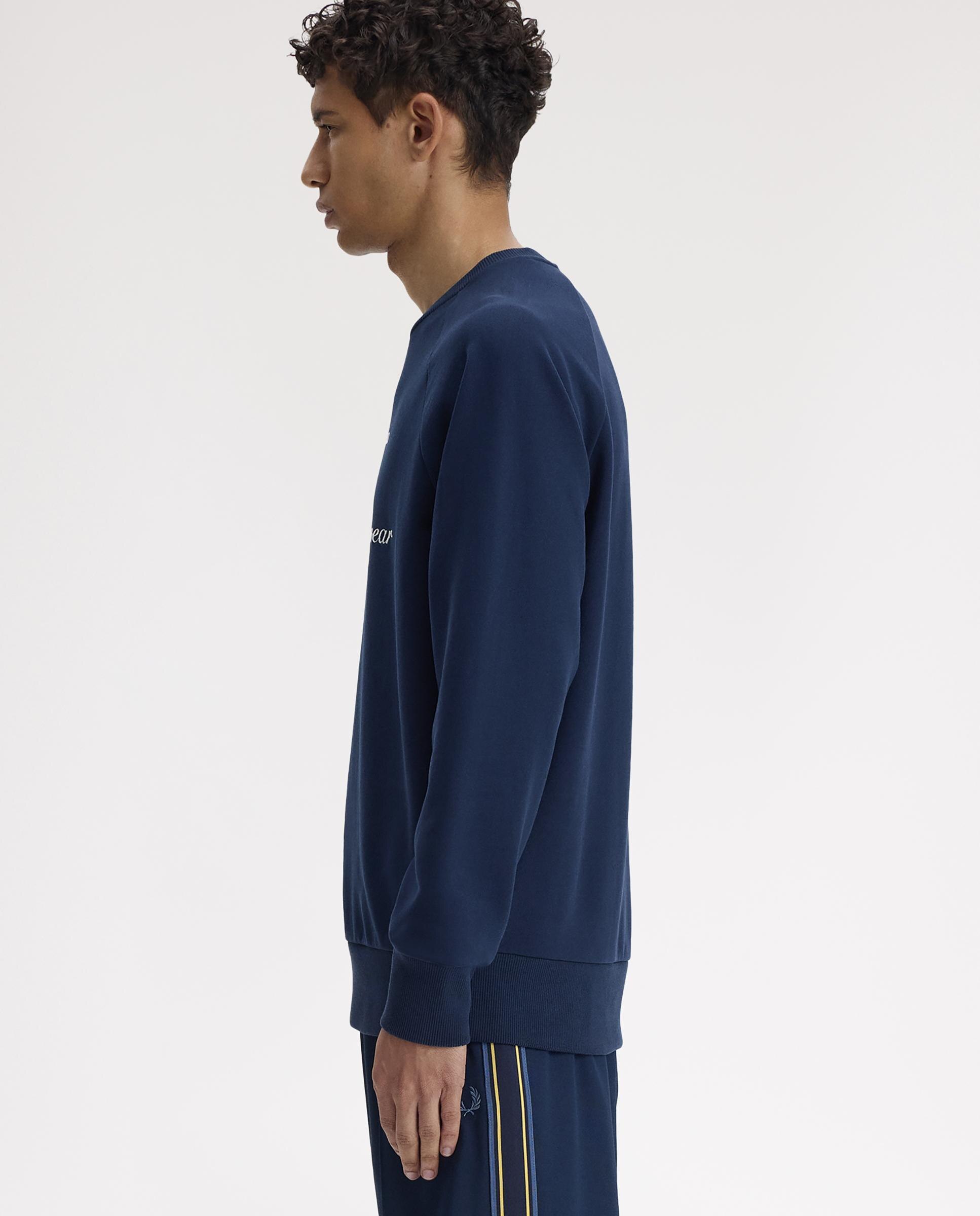 Sudadera de hombre de cuello redondo con diseño bordado - Fred Perry - Azul marino Azul marino-2