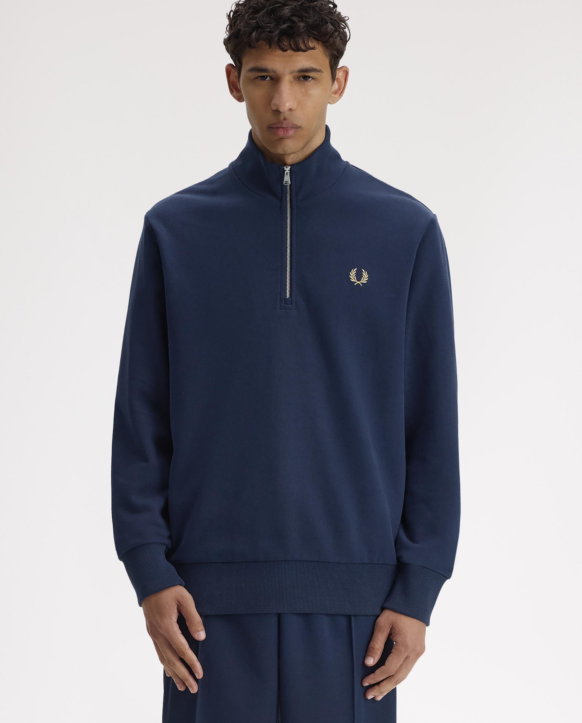 Fred Perry - Sudadera de hombre con cuello alto y media cremallera.