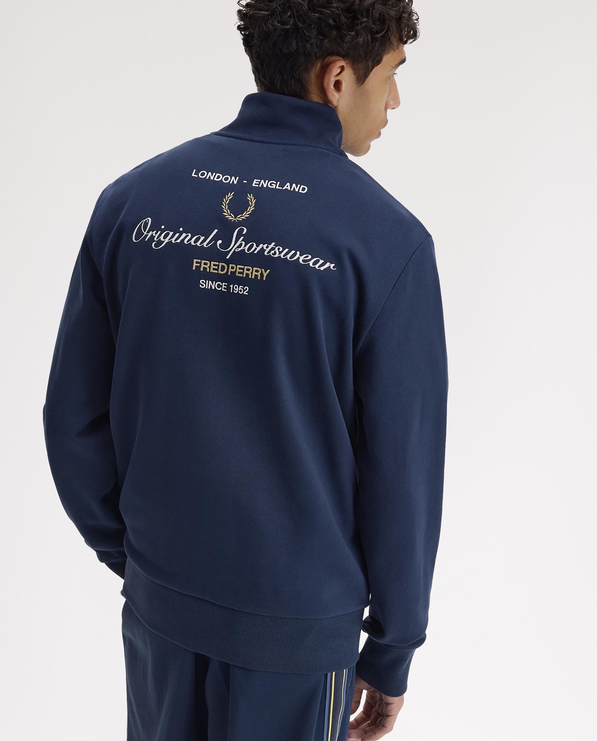 Sudadera de hombre con cuello alto y media cremallera - Fred Perry - Azul marino Azul marino-3