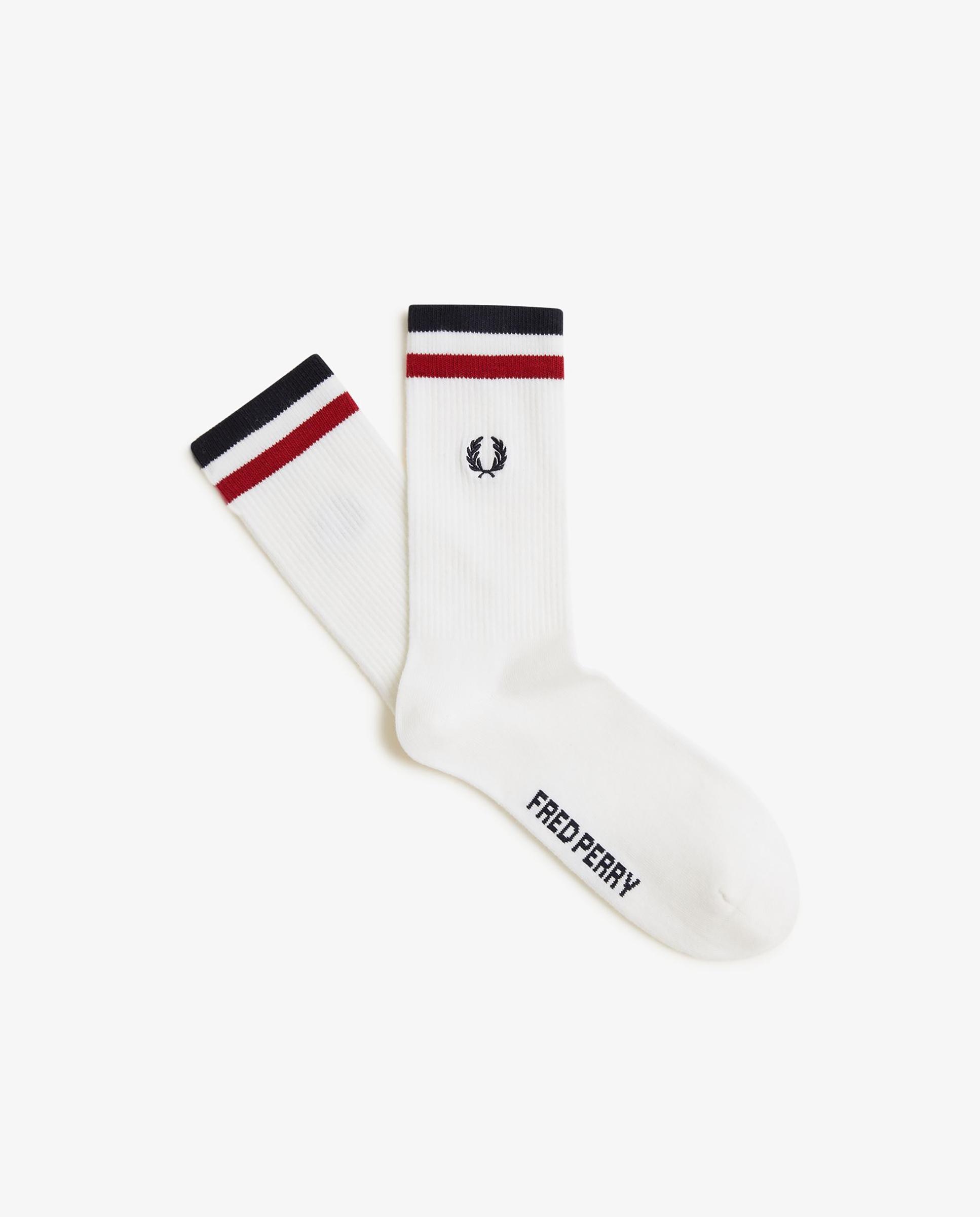 Imagen 1 de Calcetines altos de hombre deportivos con dos franjas - Fred Perry - Blanco / Rojo Blanco / Rojo