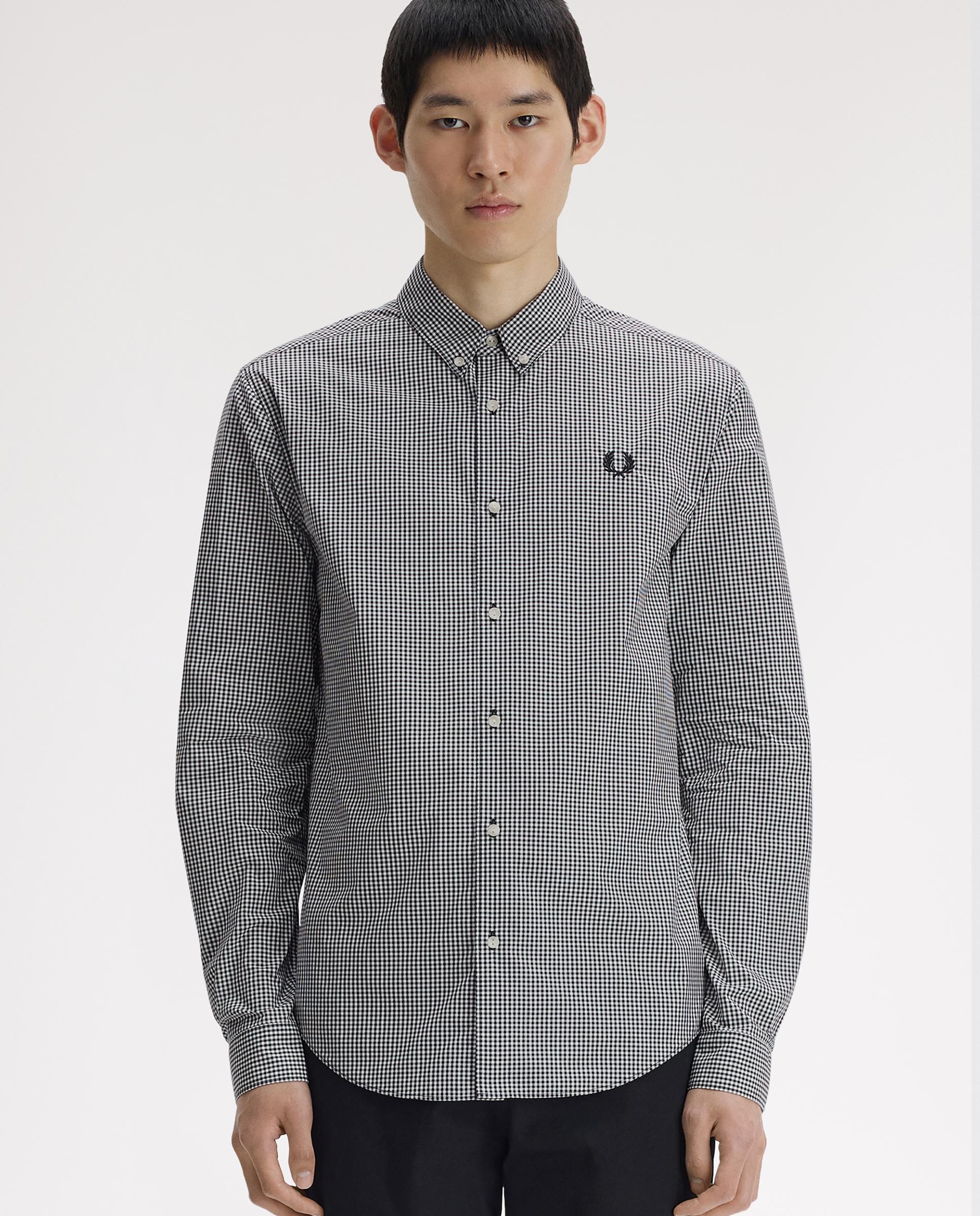Imagen 1 de Camisa Oxford de hombre de manga larga a cuadritos - Fred Perry - Negro Negro