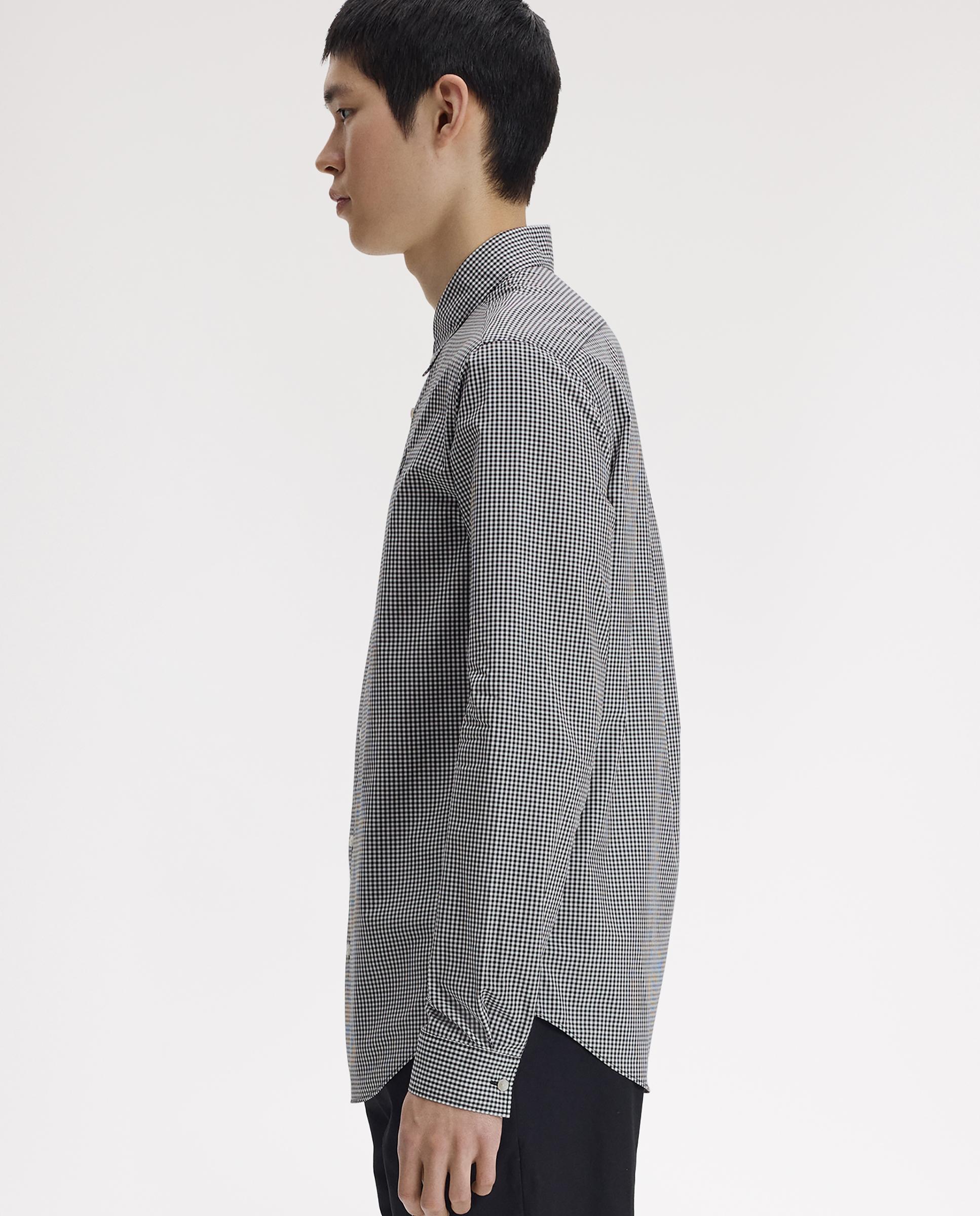 Imagen 2 de Camisa Oxford de hombre de manga larga a cuadritos - Fred Perry - Negro Negro