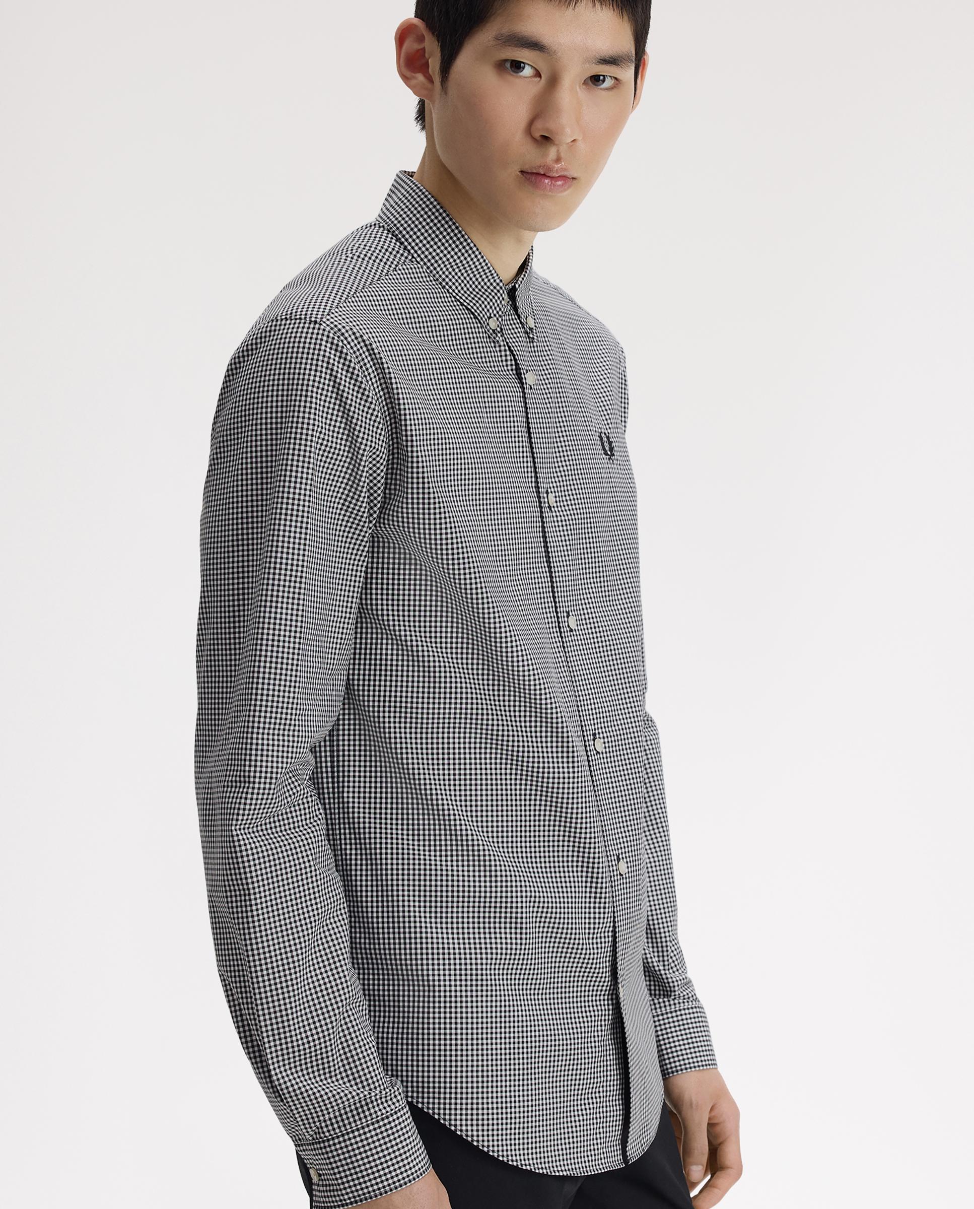 Imagen 3 de Camisa Oxford de hombre de manga larga a cuadritos - Fred Perry - Negro Negro