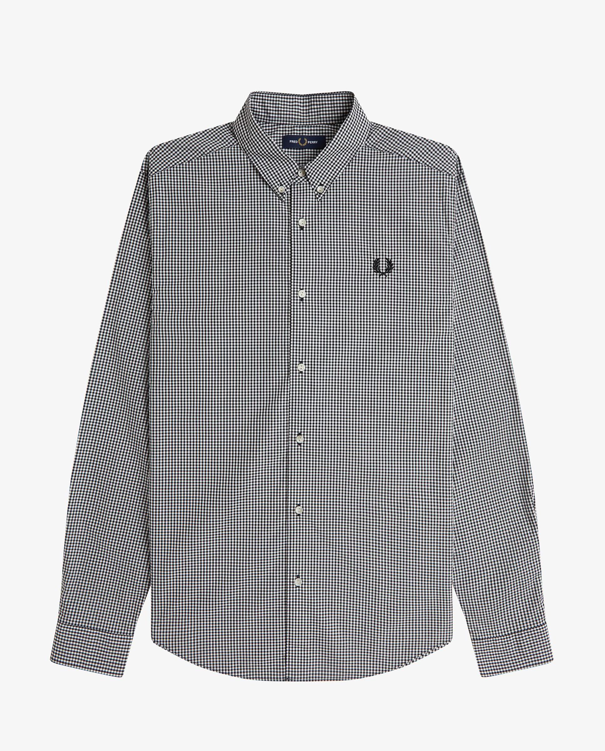 Imagen 7 de Camisa Oxford de hombre de manga larga a cuadritos - Fred Perry - Negro Negro