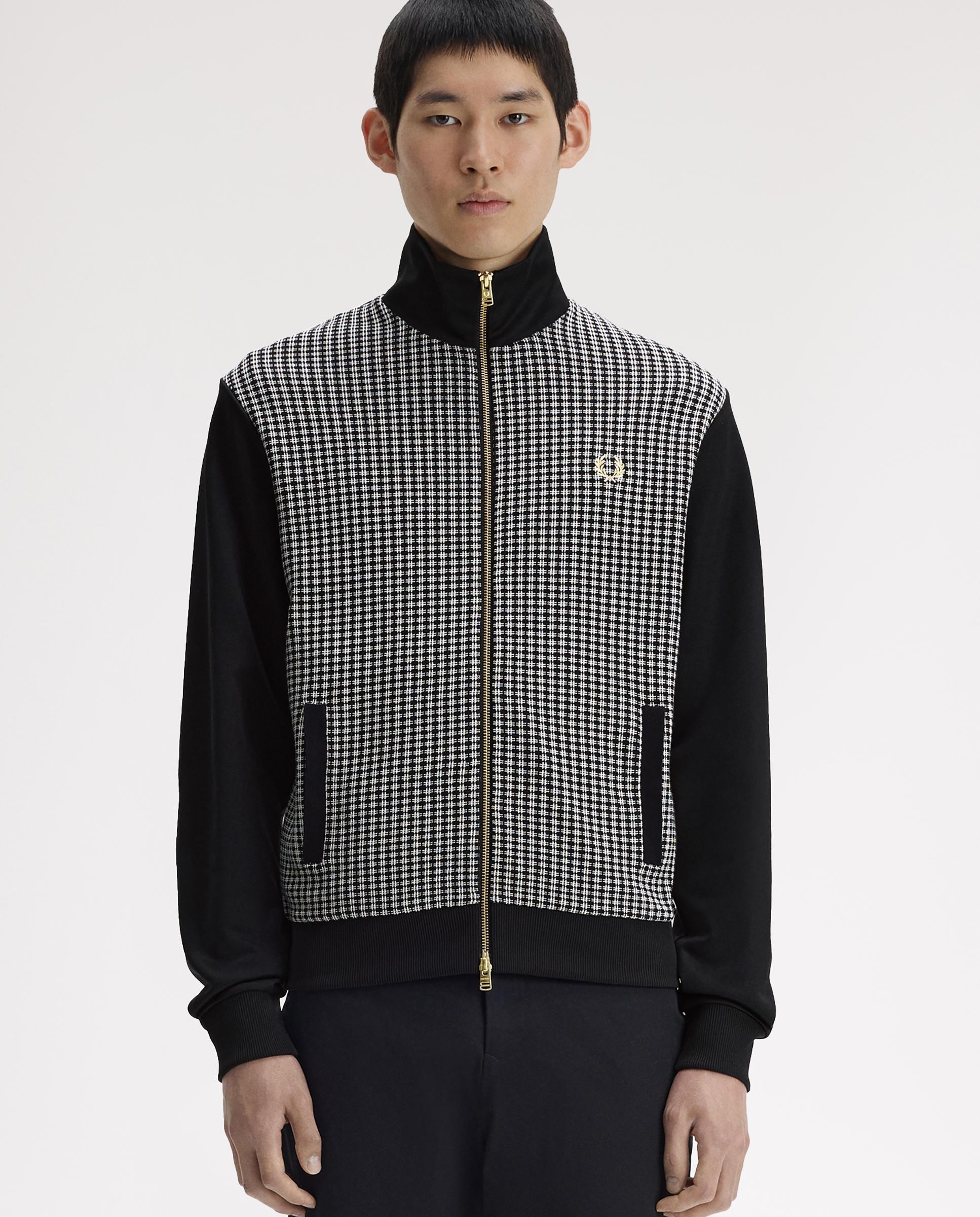 Imagen 0 de Sudadera de hombre con cremallera y delantero en punto "jacquard Negro
