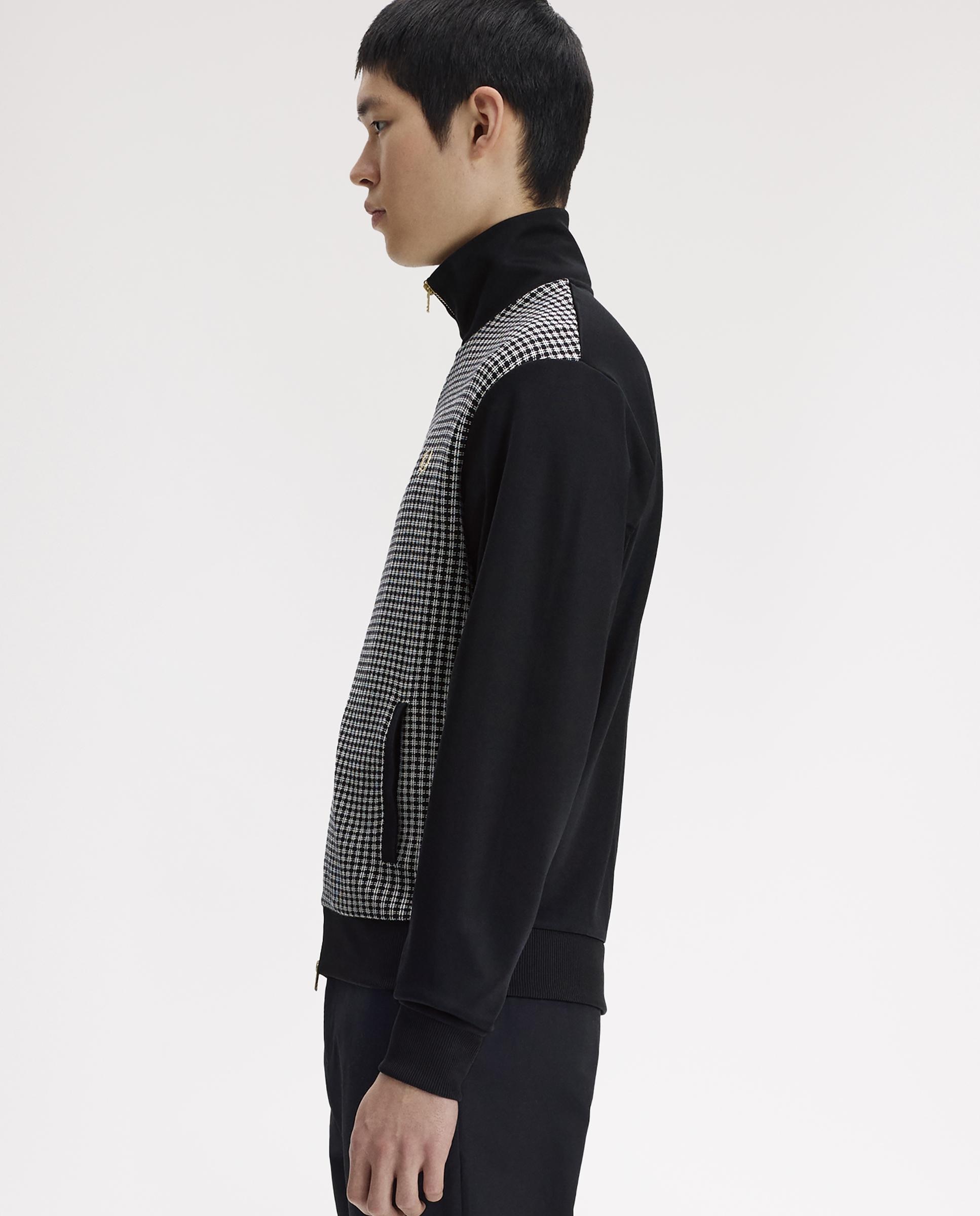 Sudadera de hombre con cremallera y delantero en punto "jacquard - Fred Perry - Negro Negro-2