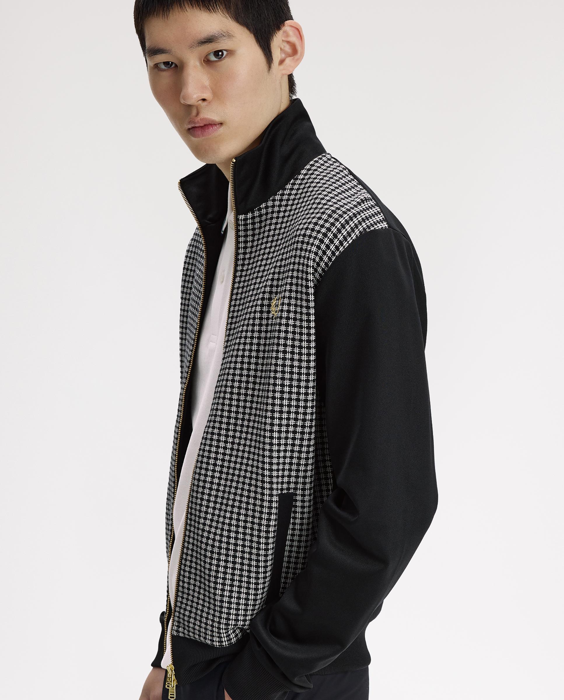 Sudadera de hombre con cremallera y delantero en punto "jacquard - Fred Perry - Negro Negro-5