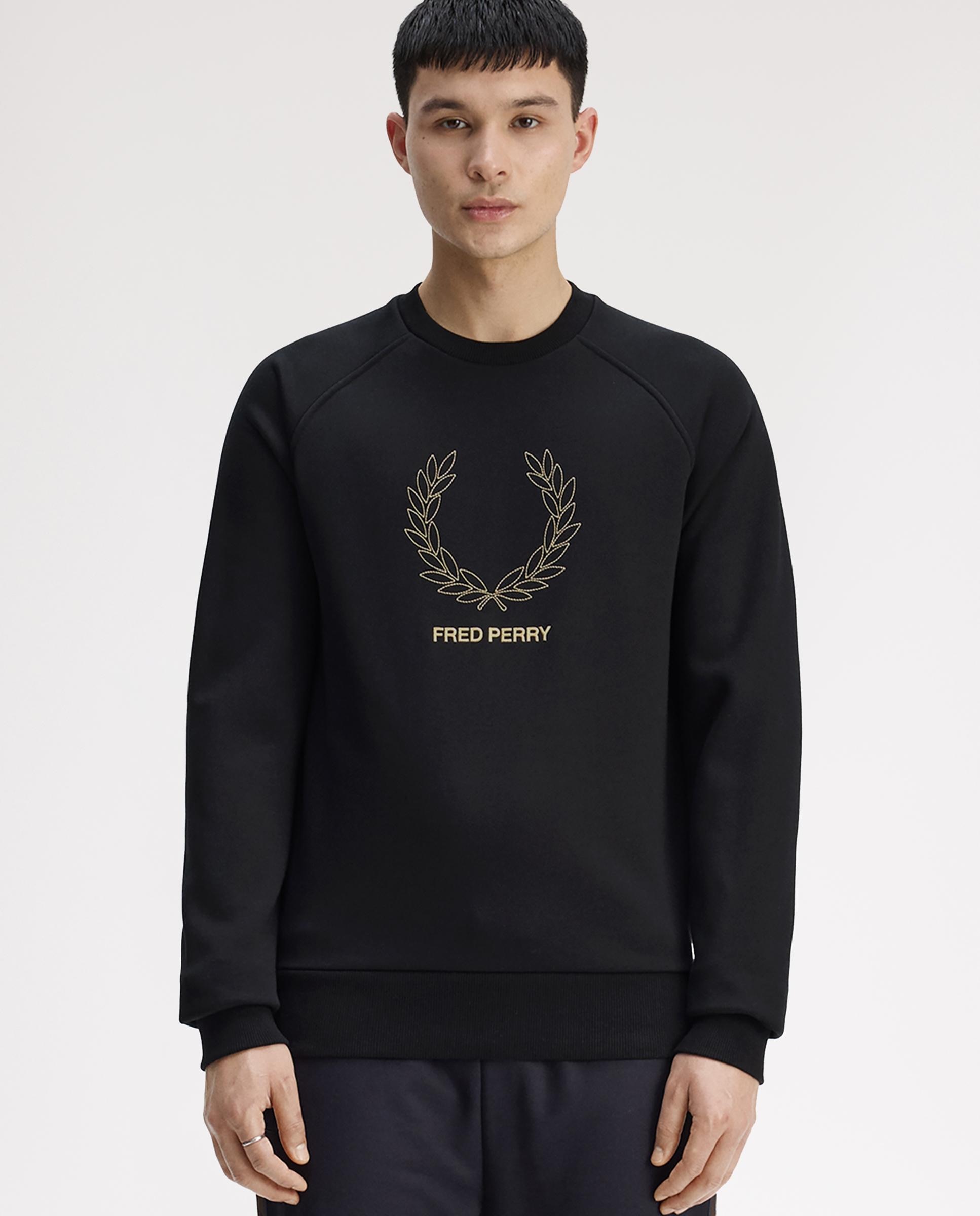 Fred Perry - Sudadera de hombre de algodón con logotipo en grande.