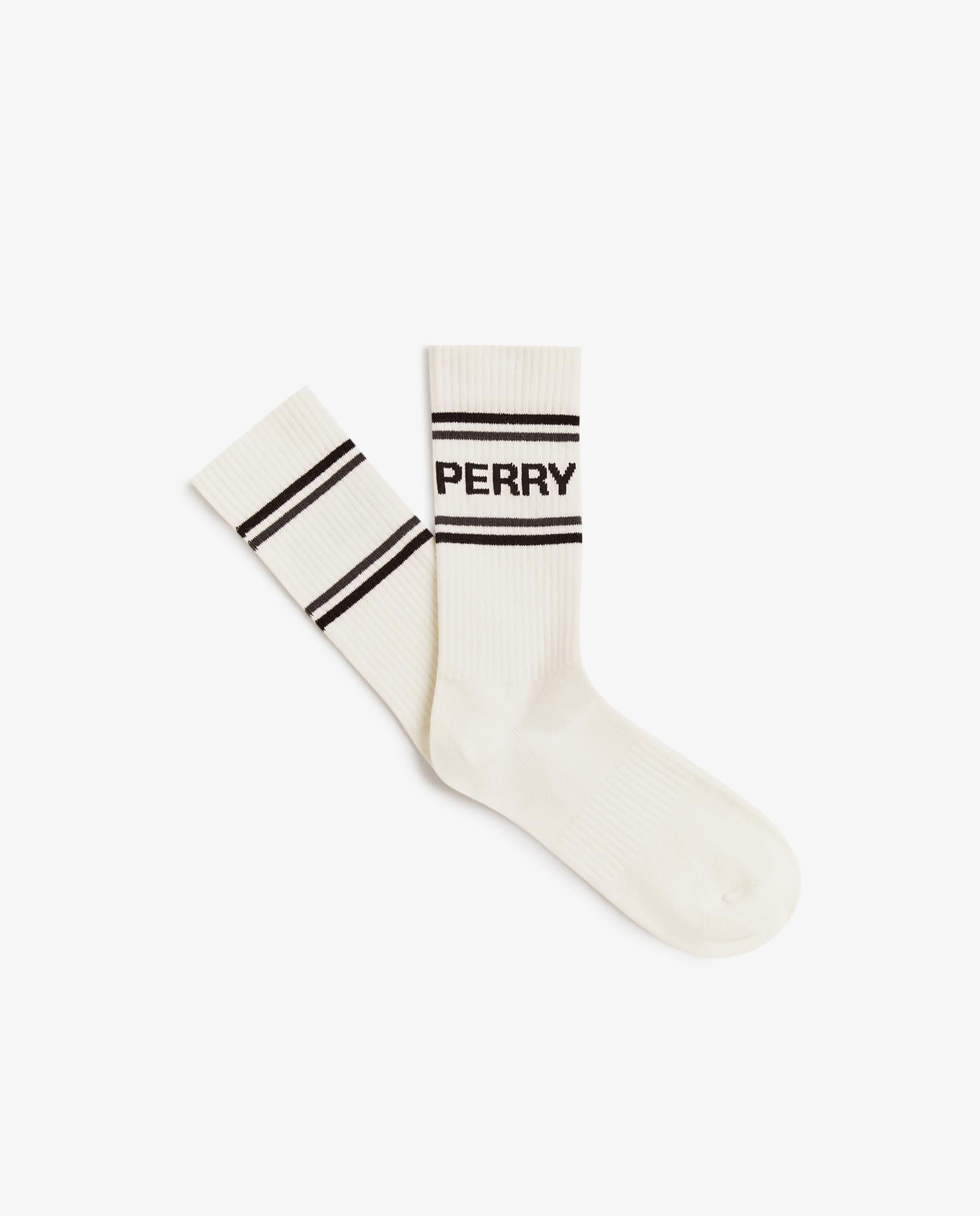 Imagen 1 de Calcetines altos de hombre con dos franjas y logo Crudo