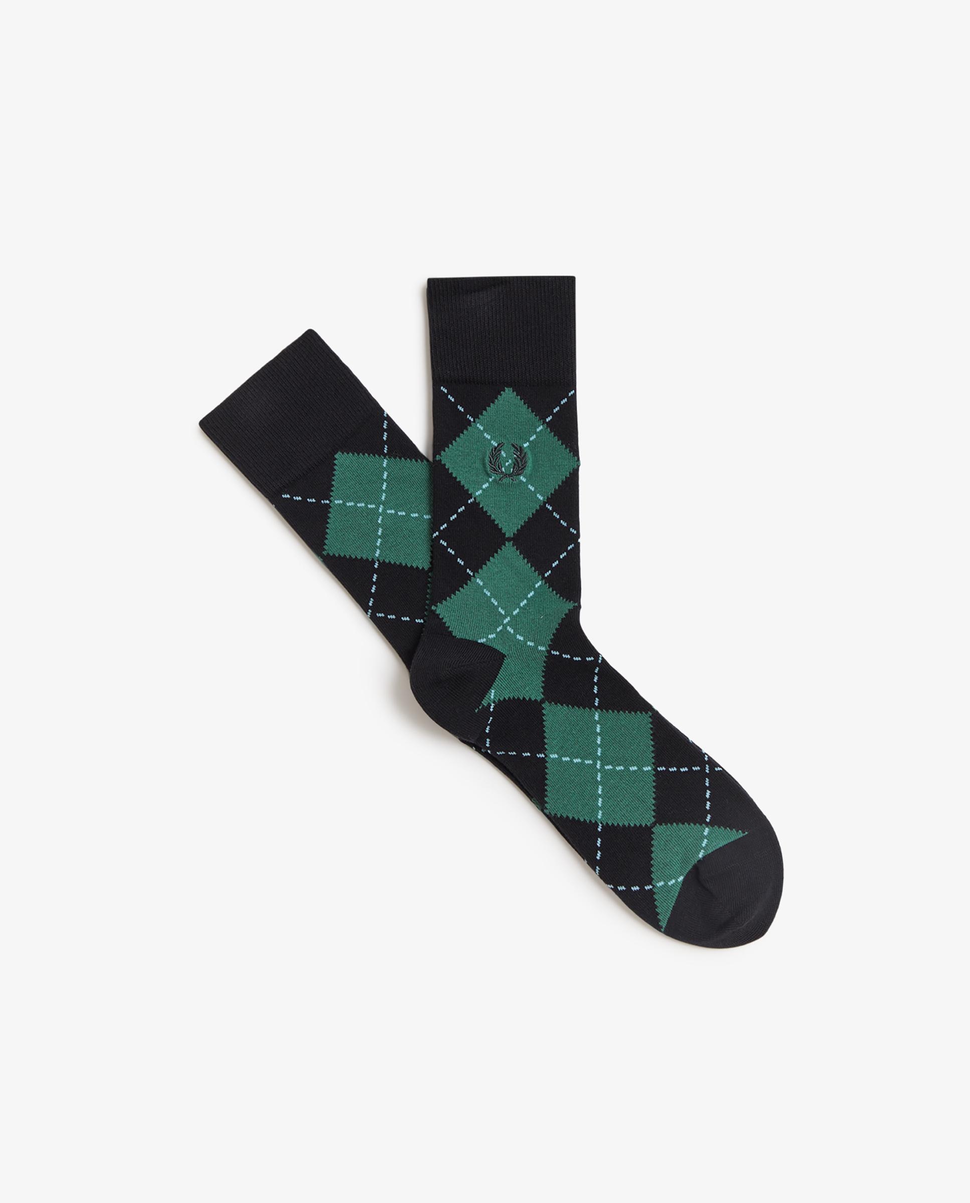Imagen 1 de Calcetines altos de hombre con diseño de rombos Verde