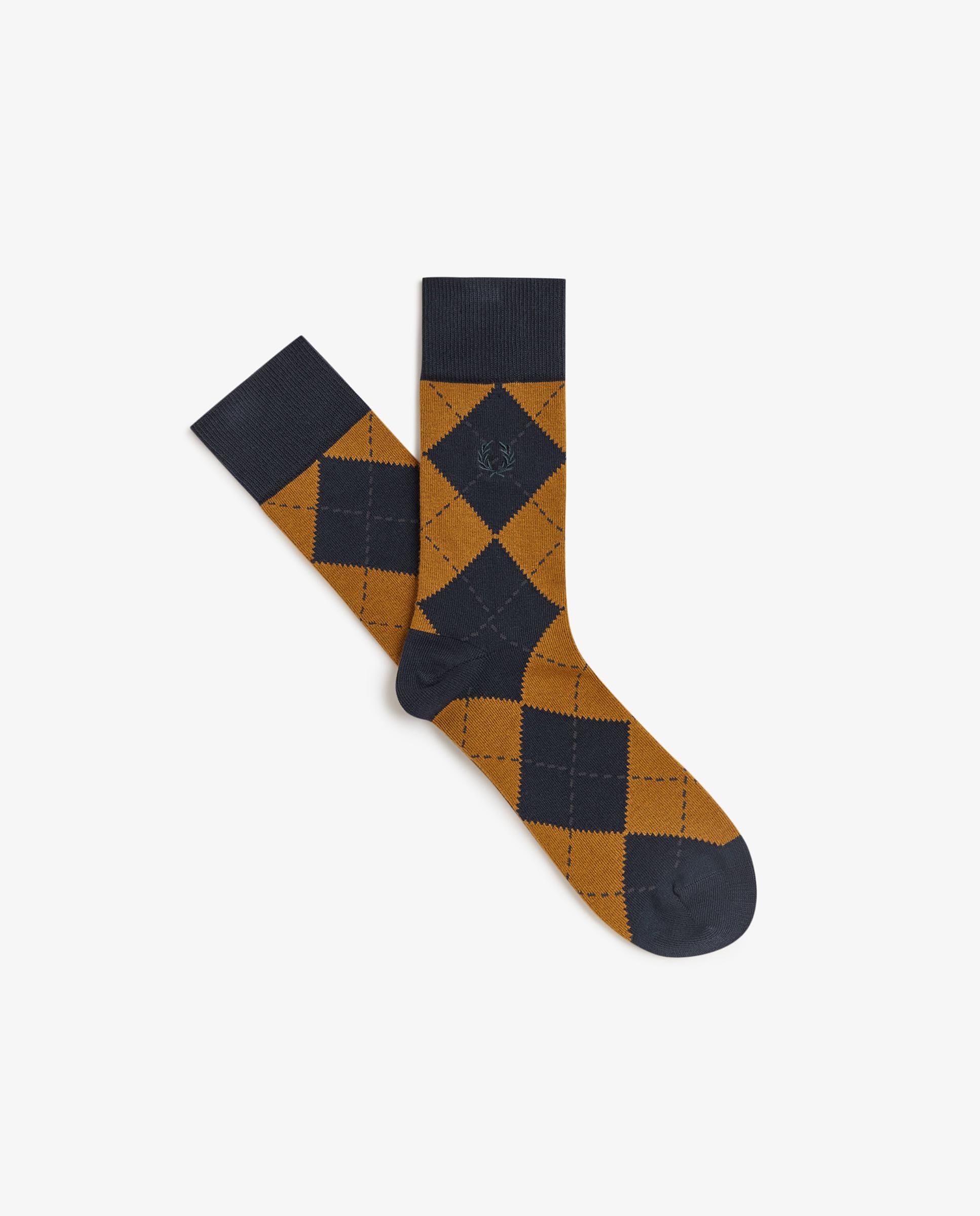 Imagen 1 de Calcetines altos de hombre con diseño de rombos - Fred Perry - Mostaza Mostaza