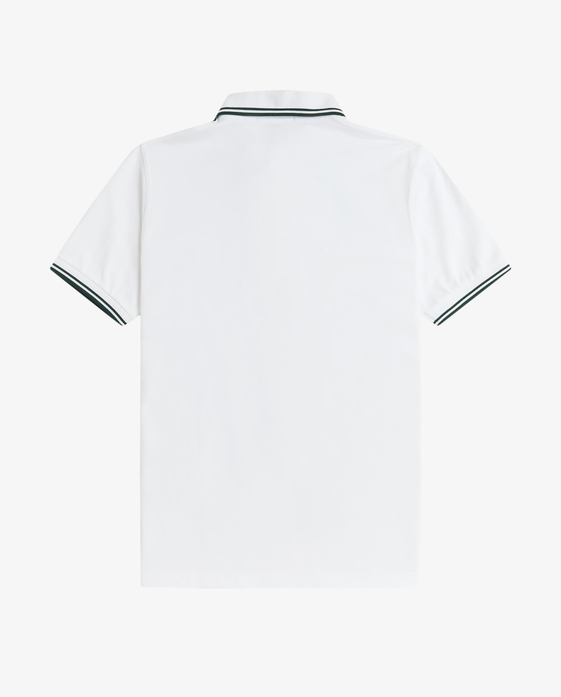 Polo de hombre manga corta en punto piqué hecho en Inglaterra - Fred Perry - Blanco / Verde Blanco / Verde-6