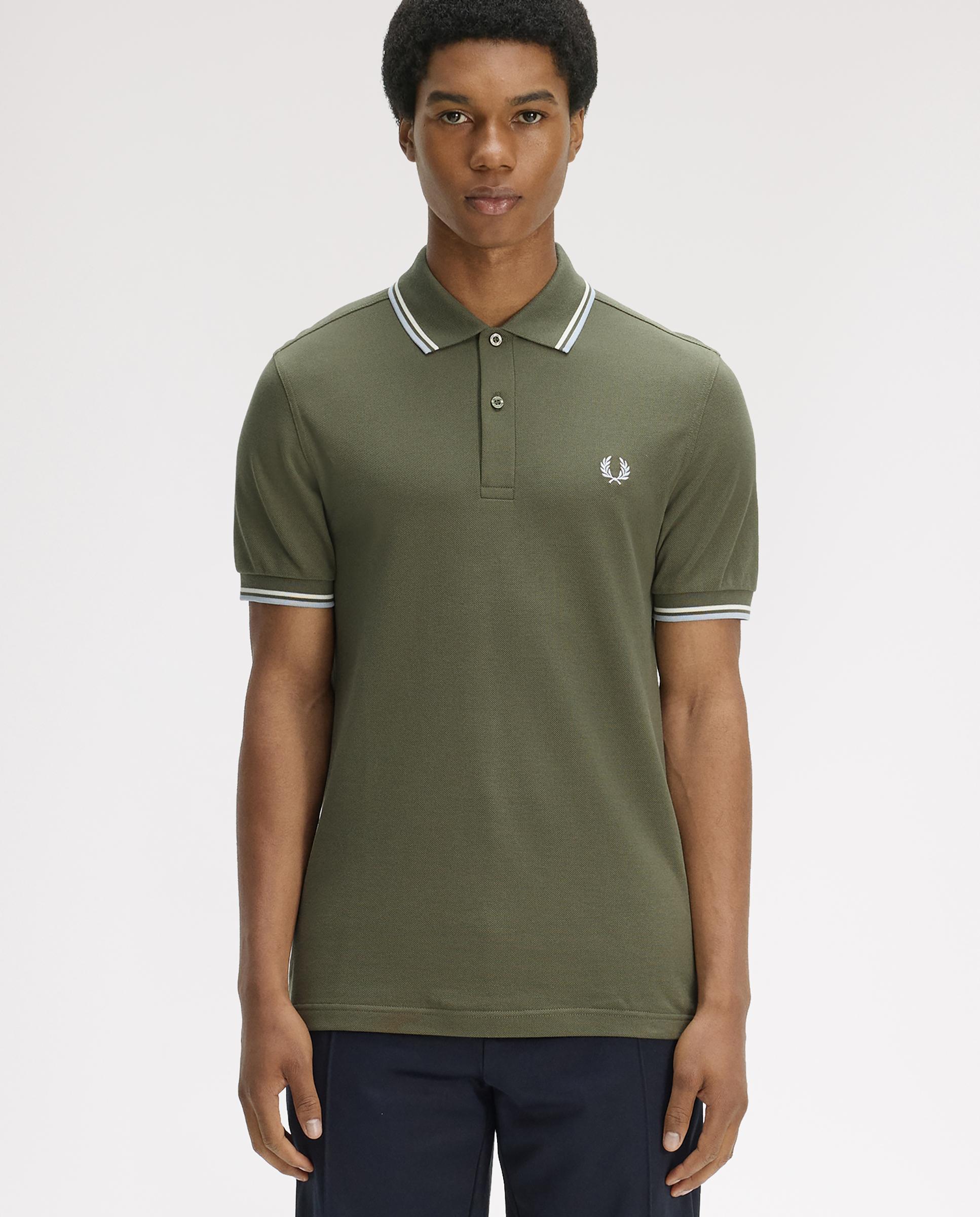 Polo de hombre de piqué de algodón manga corta - Fred Perry - Musgo Musgo-1