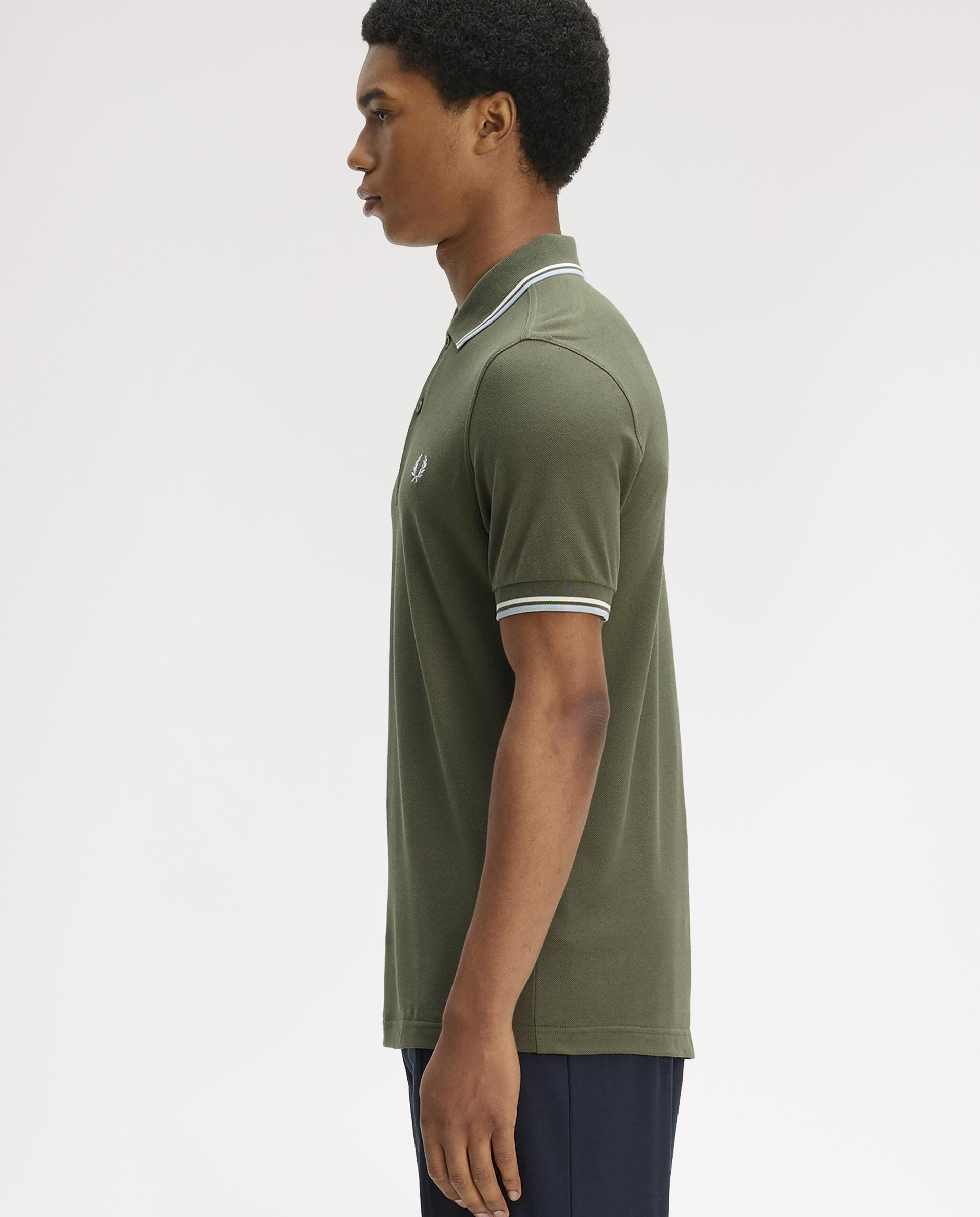 Polo de hombre de piqué de algodón manga corta - Fred Perry - Musgo Musgo-2