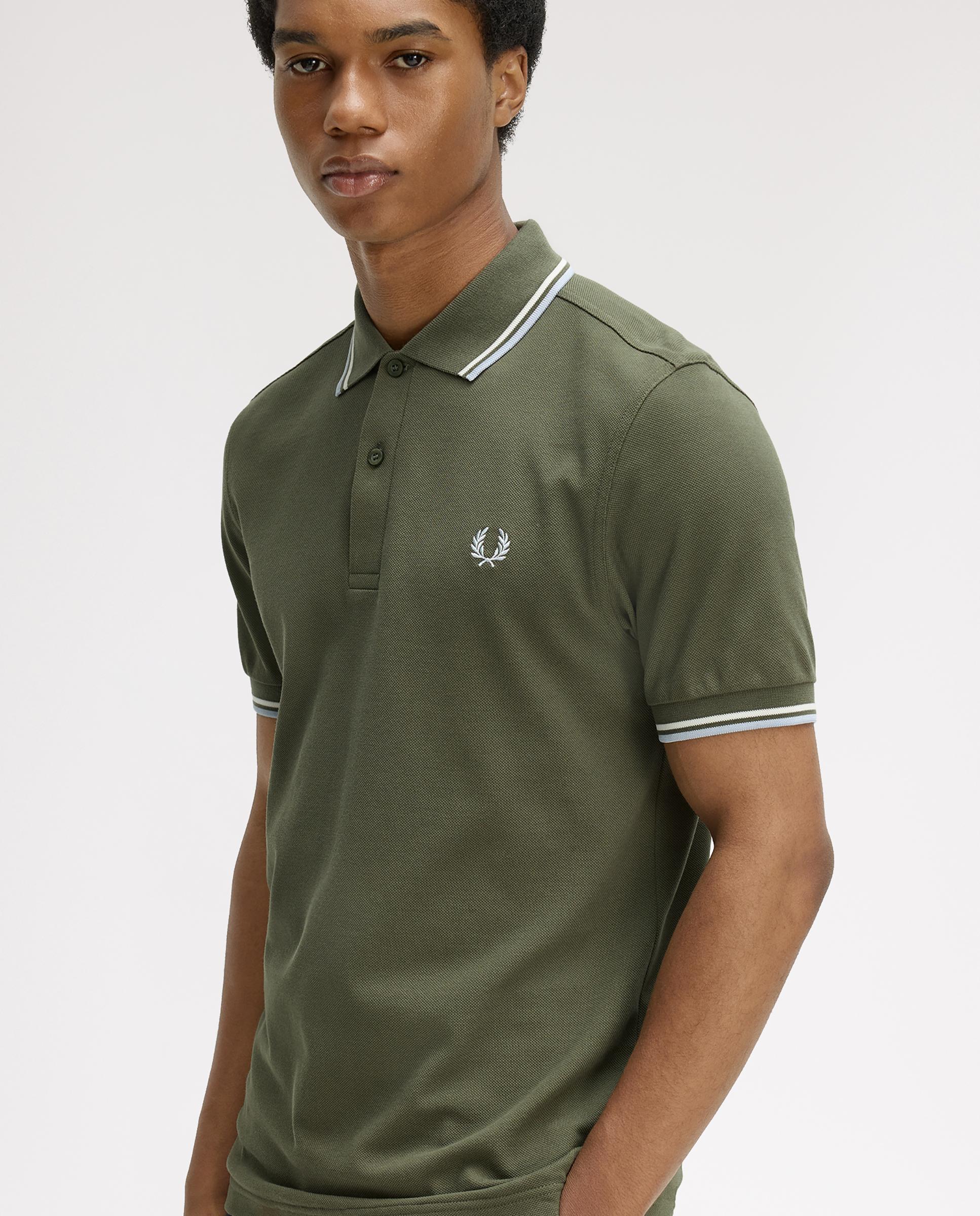 Polo de hombre de piqué de algodón manga corta - Fred Perry - Musgo Musgo-3