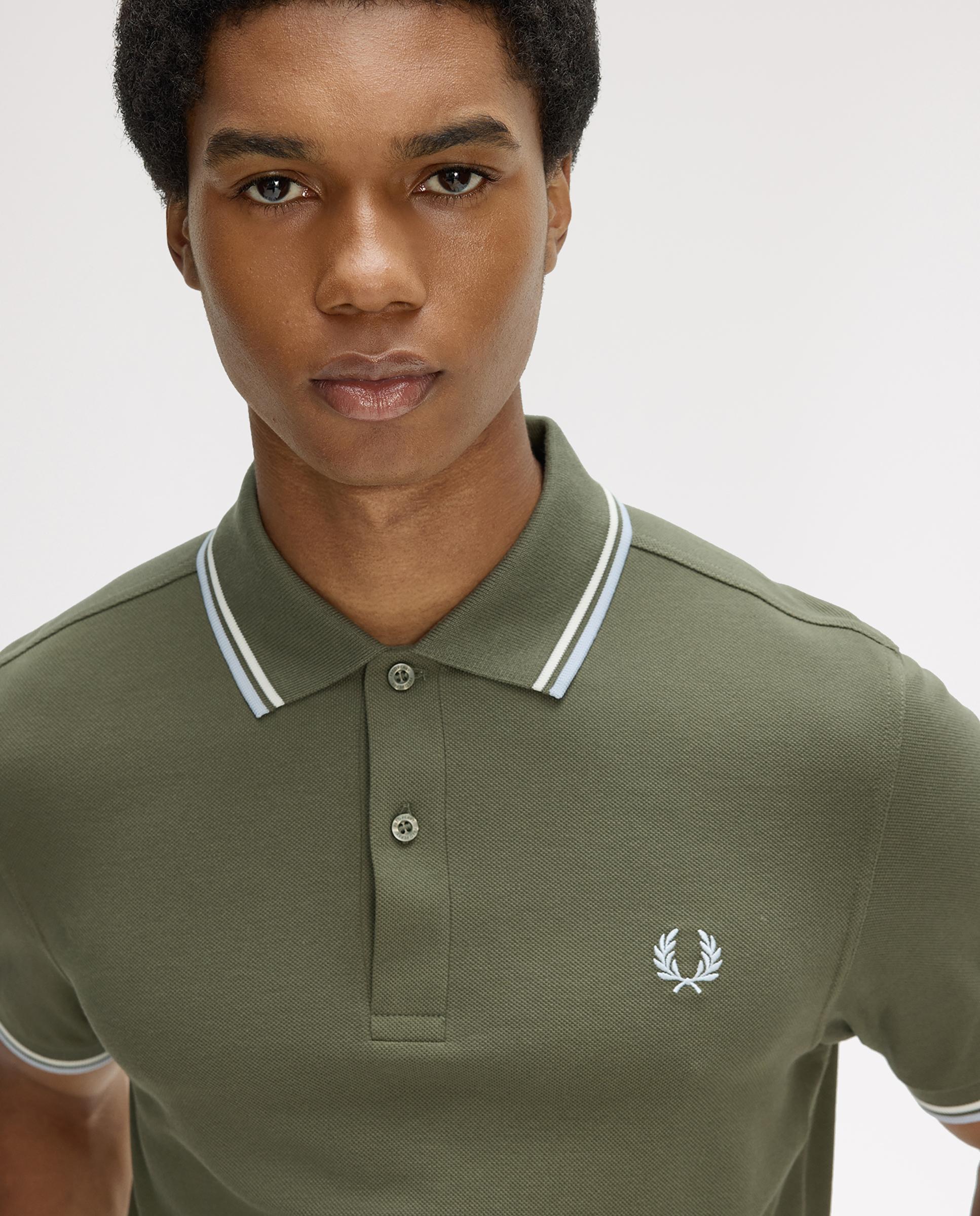 Polo de hombre de piqué de algodón manga corta - Fred Perry - Musgo Musgo-4