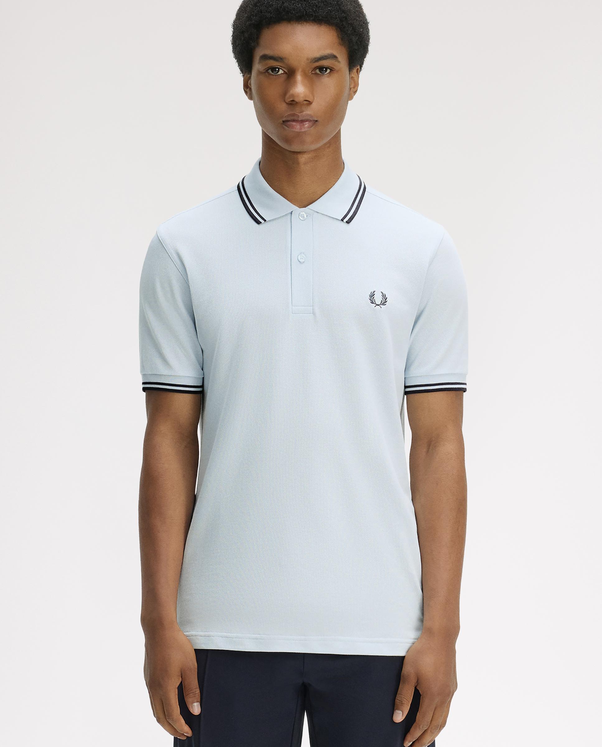 Polo de hombre de piqué de algodón manga corta - Fred Perry - Azul anticuario Azul anticuario-1