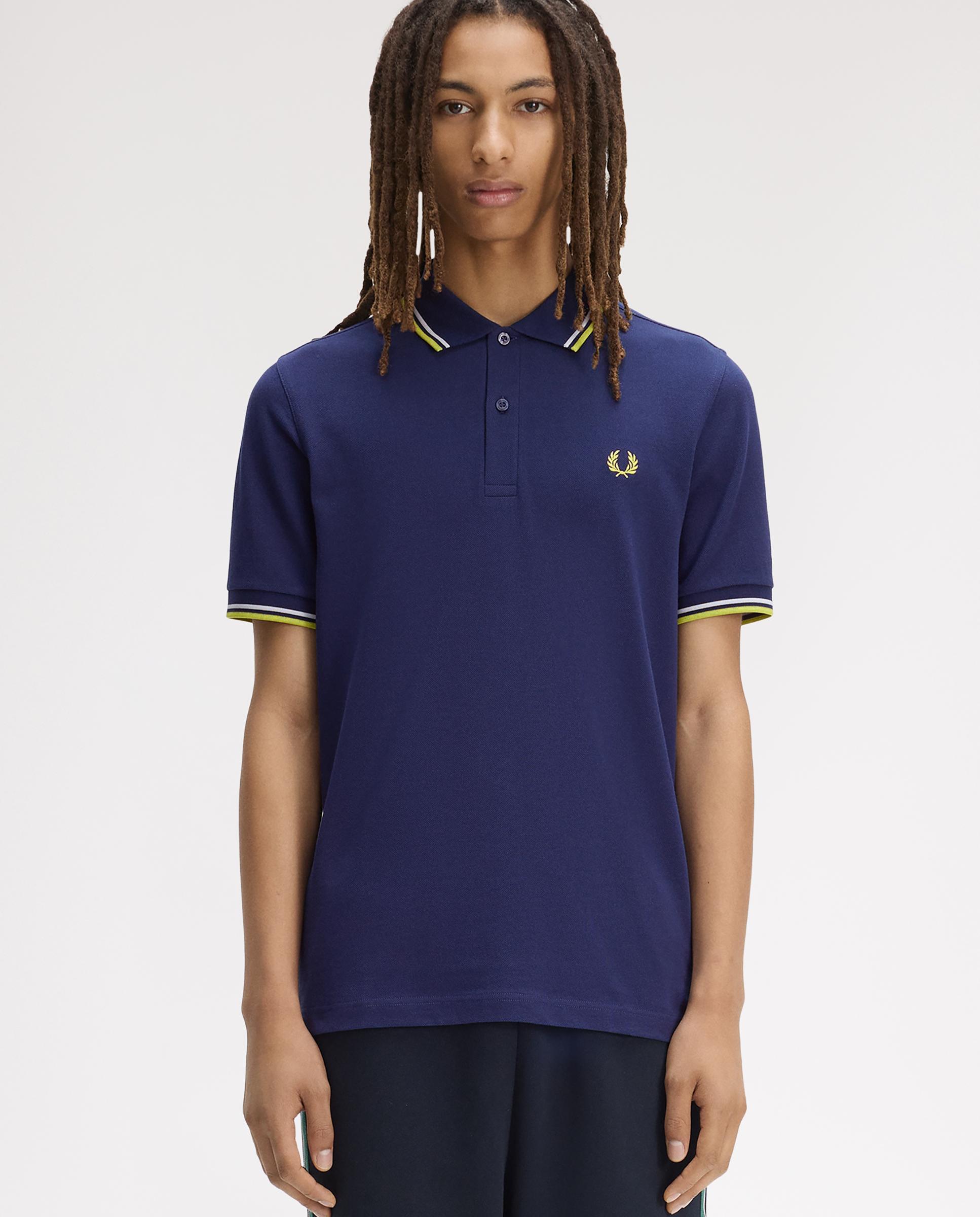 Polo de hombre de piqué de algodón manga corta - Fred Perry - Azul denim Azul denim-1